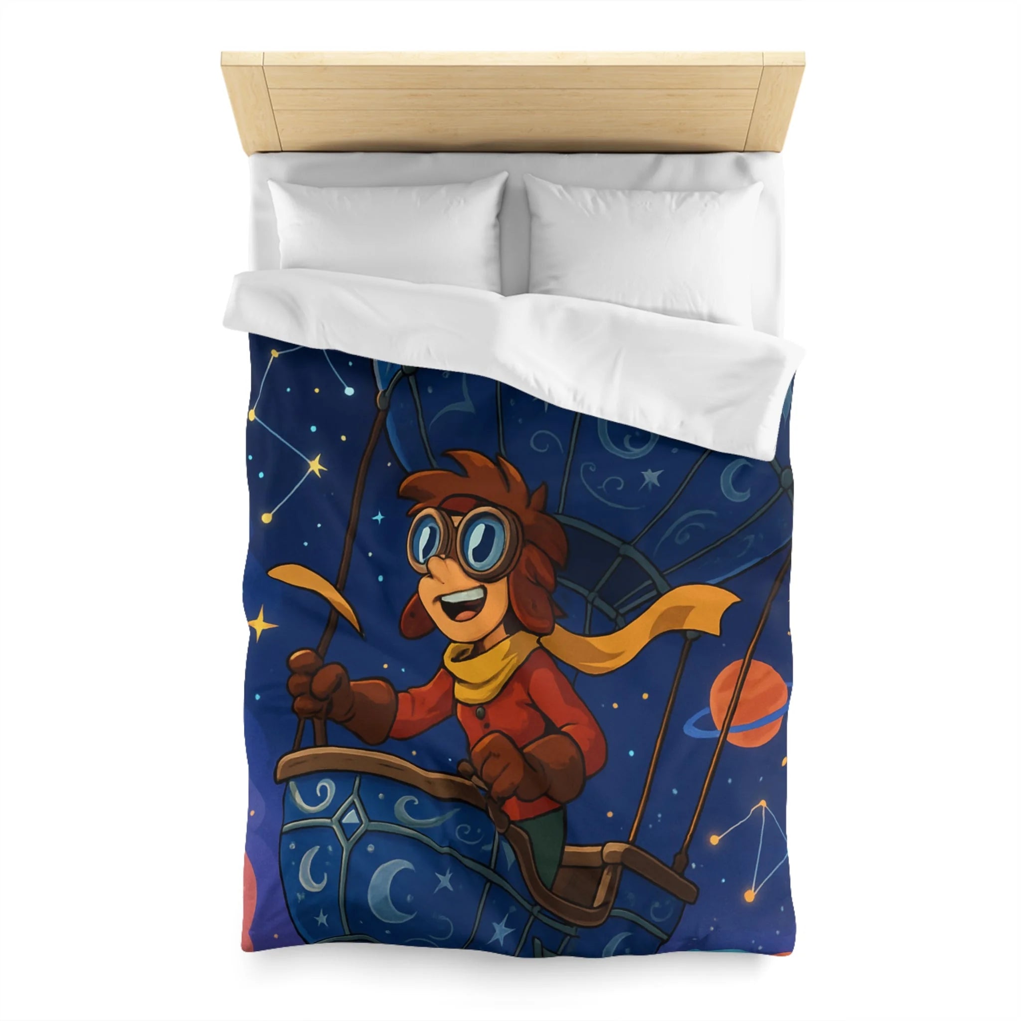 Housse de couette rêve étoilé avec montgolfière magique pour chambre d'enfant