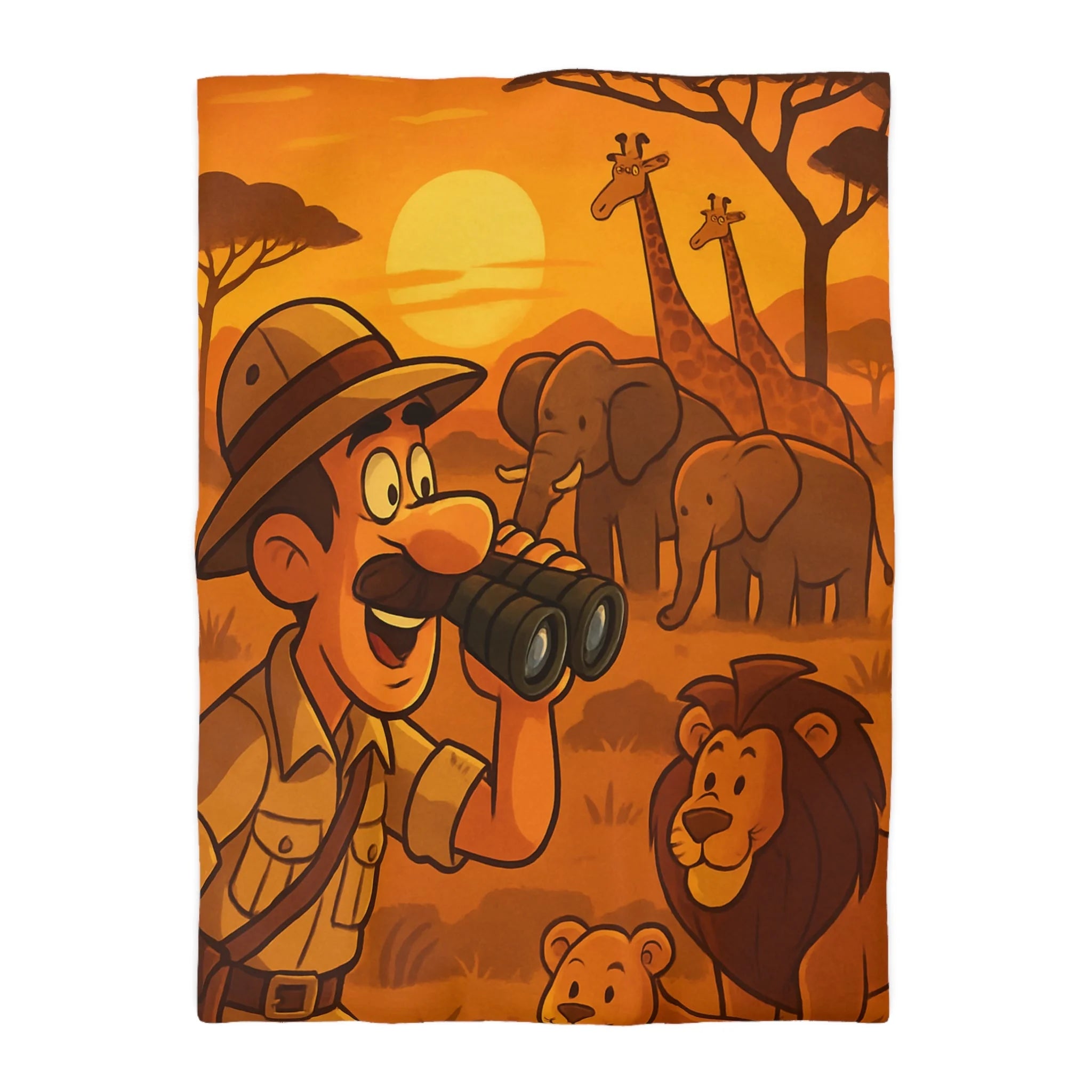 Housse de couette safari au coucher de soleil avec animaux d'Afrique pour enfants