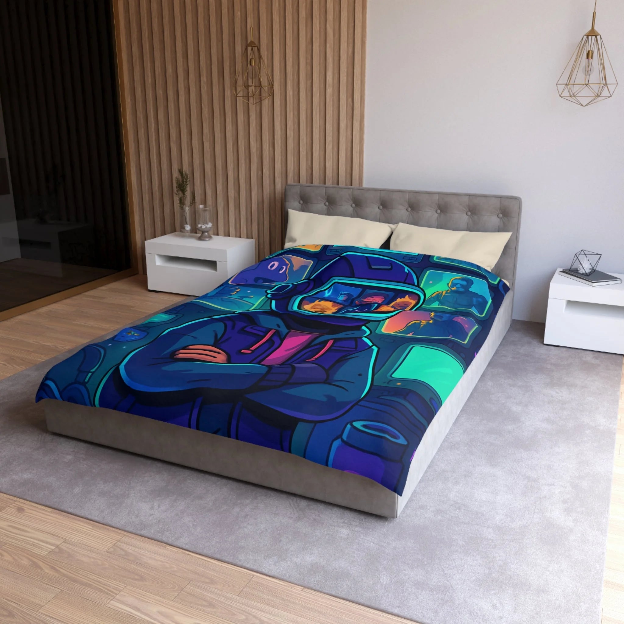 Plongée En Épopée Virtuelle Avec Dessins Animés Futuristes Pour Housse De Couette