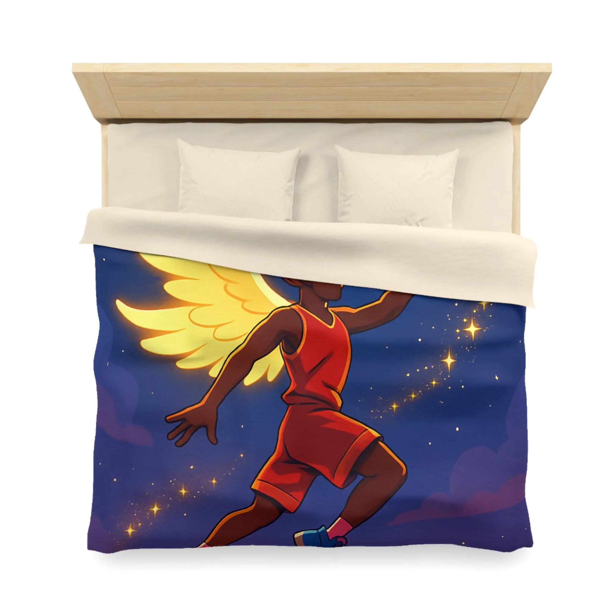 Housse de Couette Unique Baskets d'Ange Volant au Clair de Lune Étoilé
