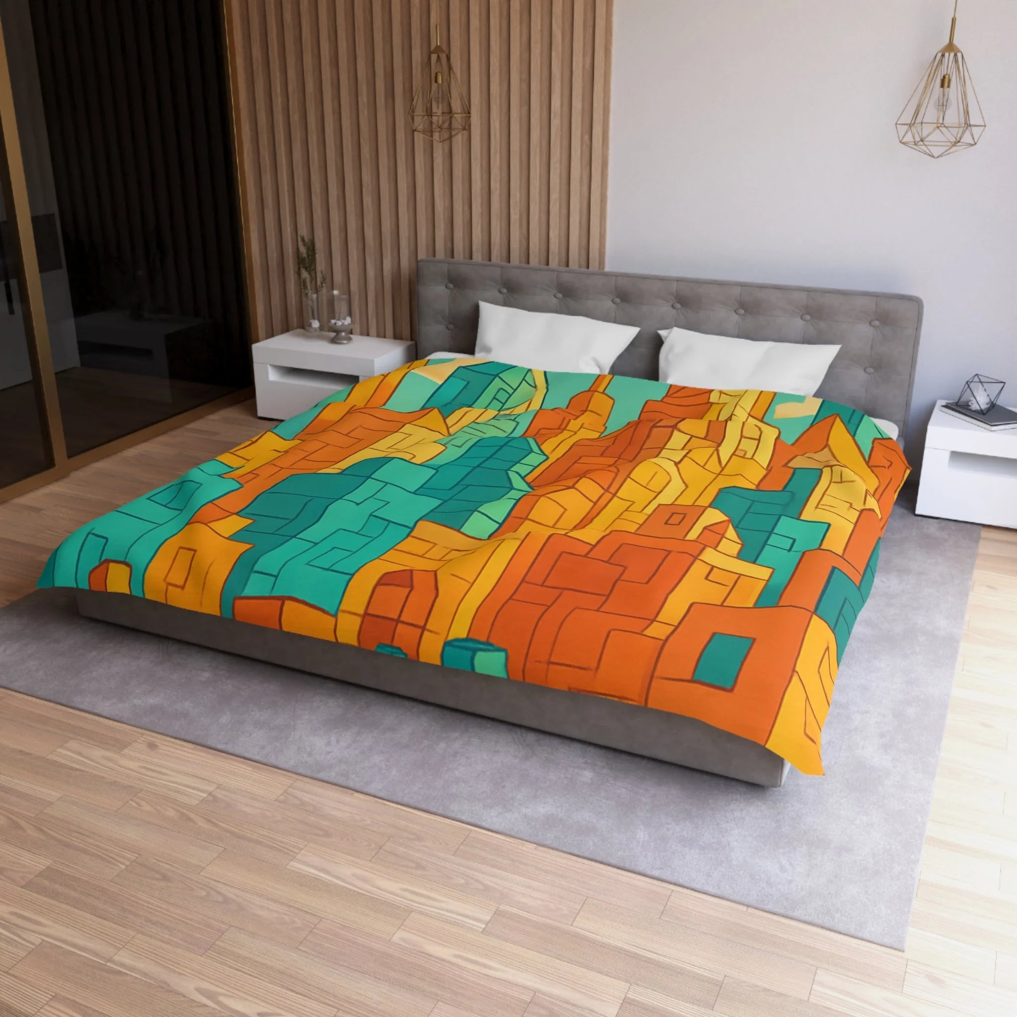 Housse de Couette Microfibre Design Artistique Moderne Décoration Chambre Confort Premium