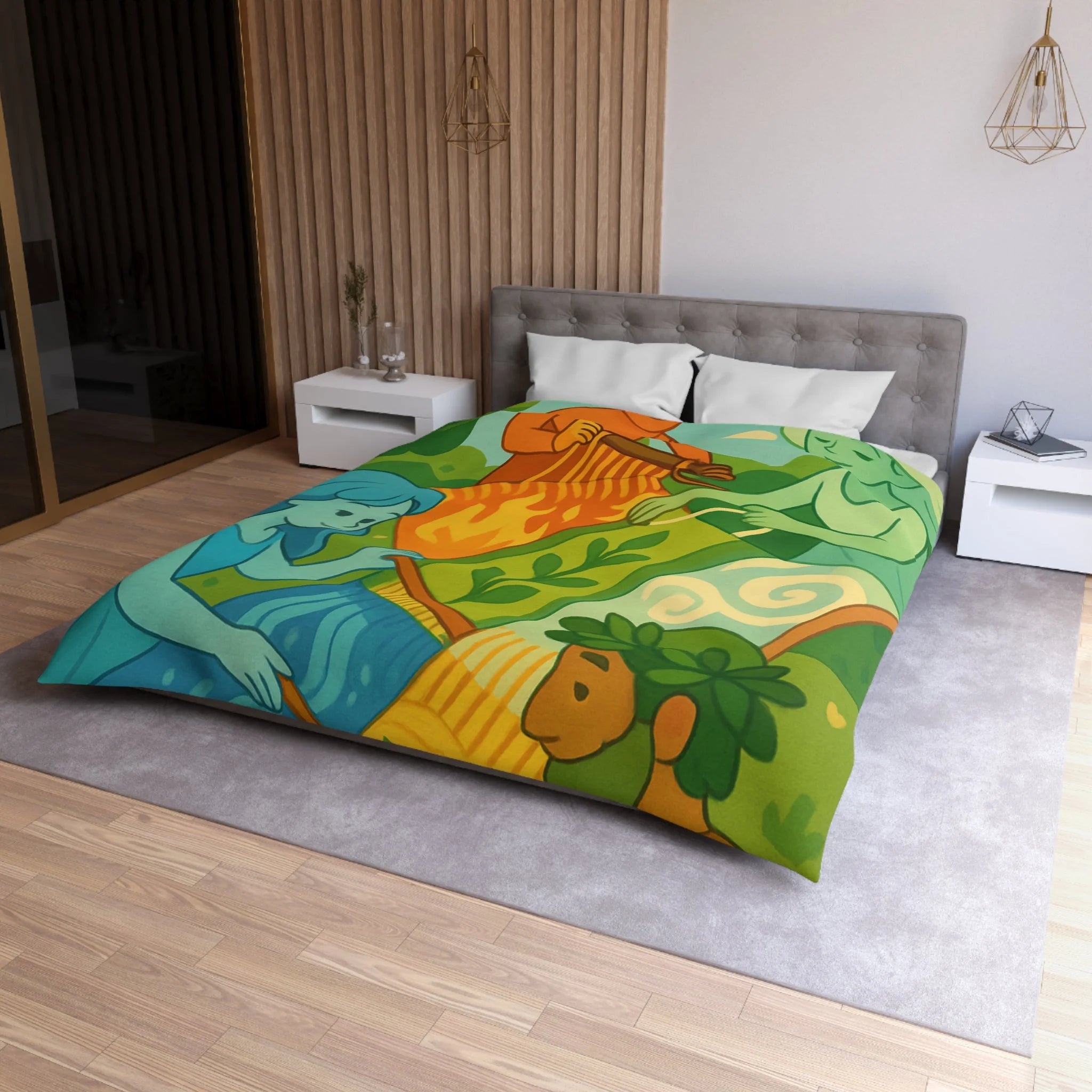 Housse de Couette Microfibre Design Artistique Moderne Décoration Chambre Confort Premium