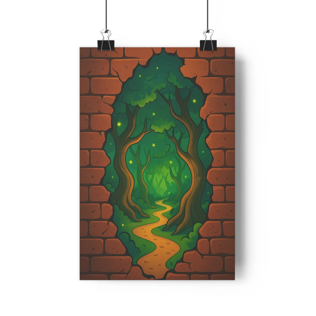 Poster décoratif cartoon magique forêt enchantée mystique vert jaune salon chambre murale fantasy qualité