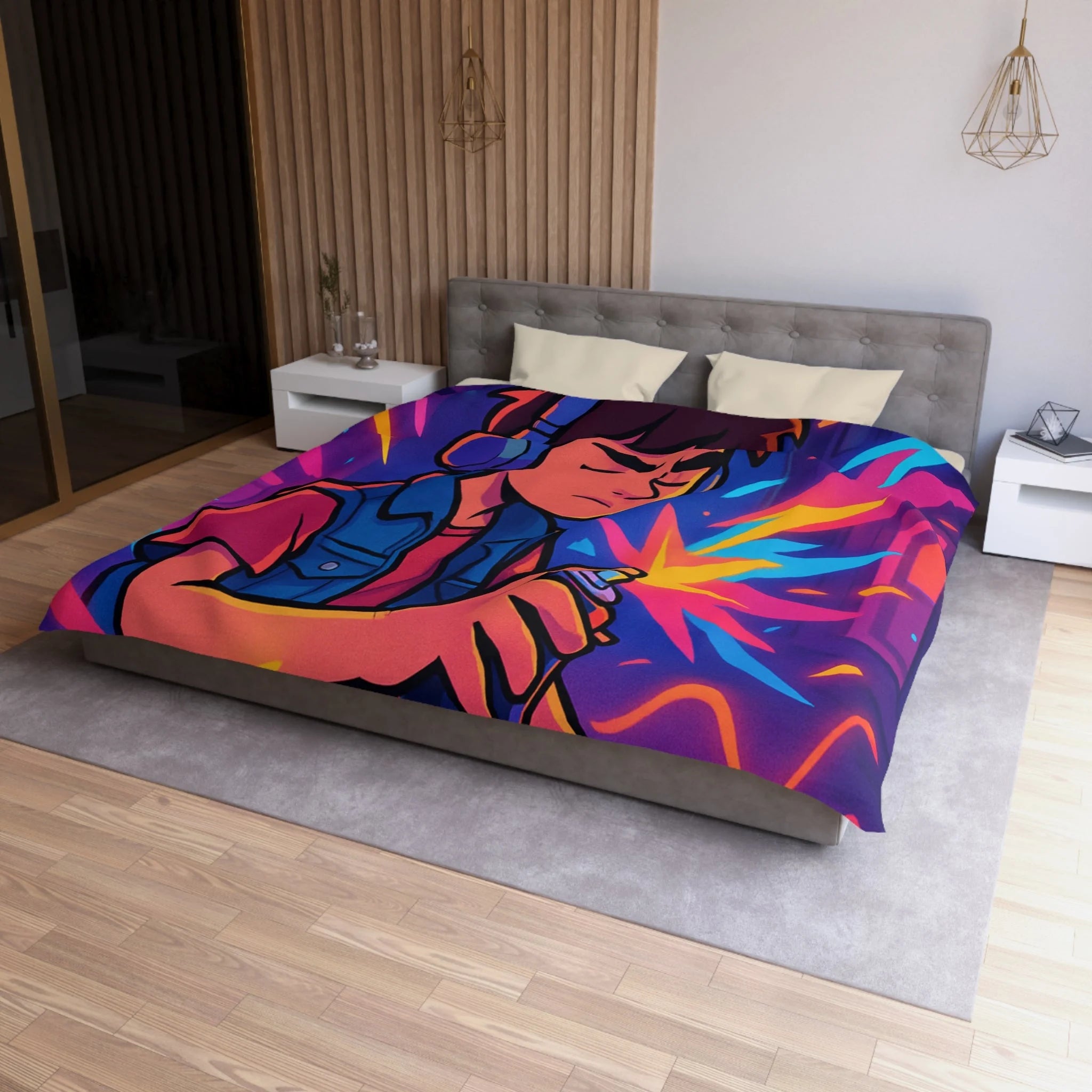 Housse de Couette Microfibre Design Artistique Moderne Décoration Chambre Confort Premium