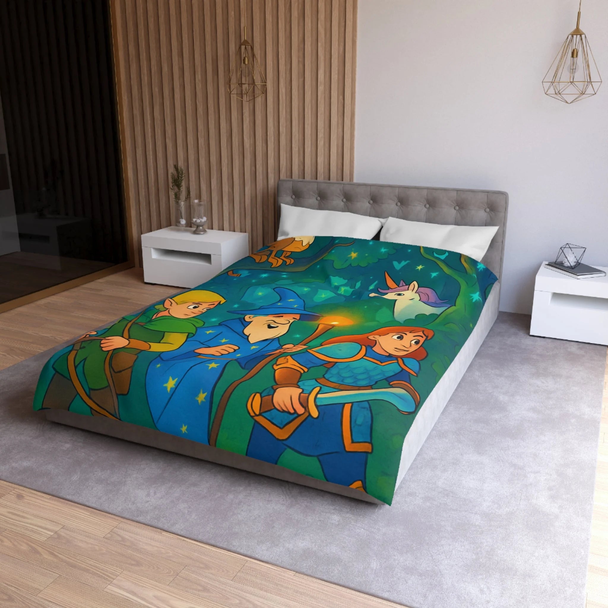 Housse de Couette Microfibre Motif Créatif Original Style Contemporain Chambre Élégante