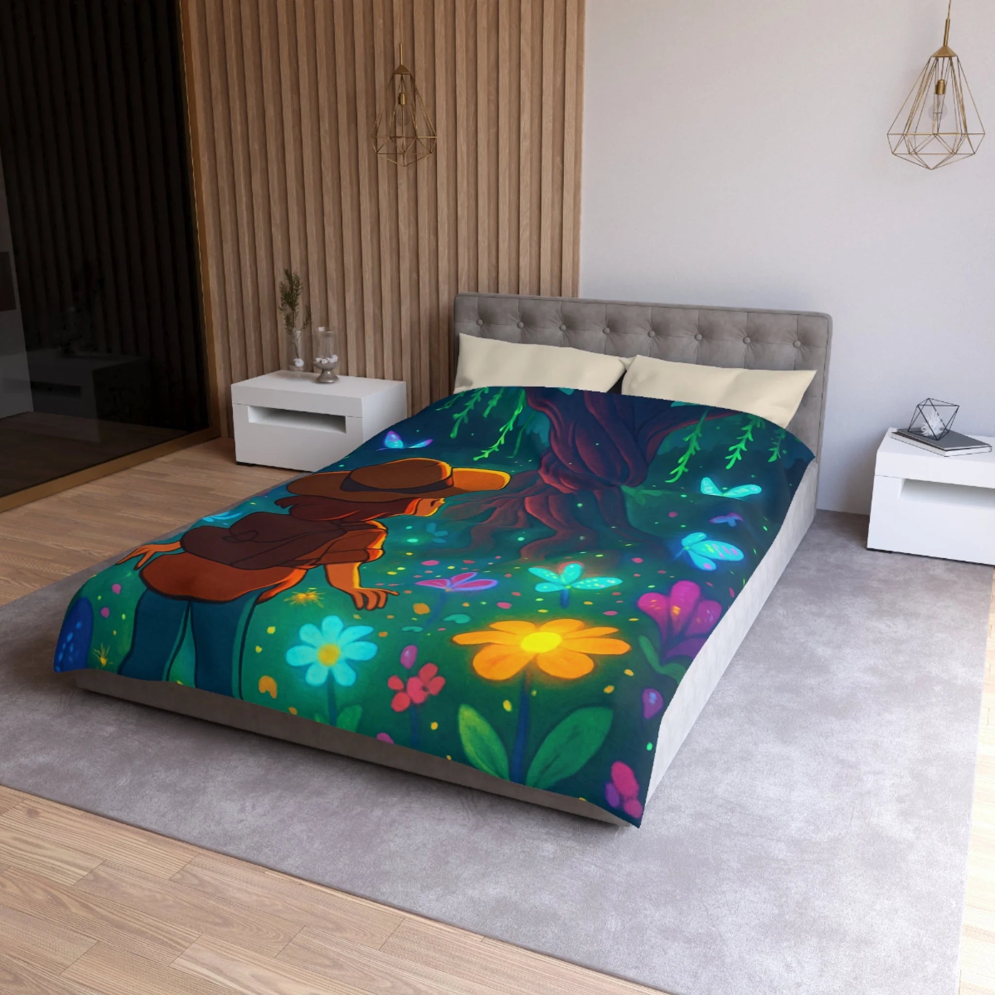 Housse de Couette Microfibre Illustration Unique Design Moderne Décoration Intérieure Raffinée
