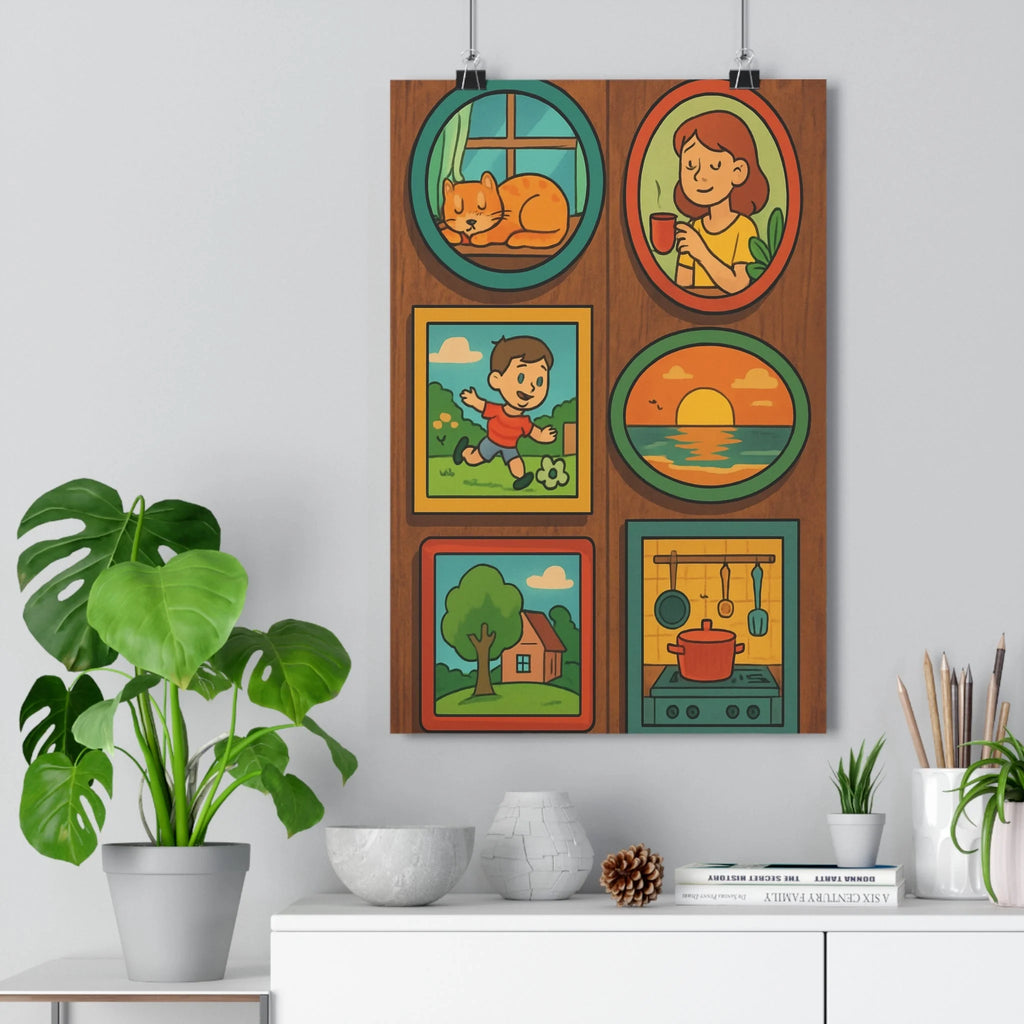 Poster décoratif cartoon chaleureux orange joyeux chambre salon maison enfant art vivant moderne qualité
