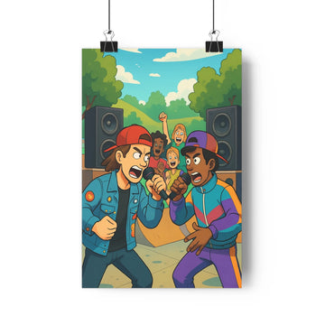 Poster décoratif cartoon rap intense couleurs vives salon chambre dynamique animation musique moderne ambiance