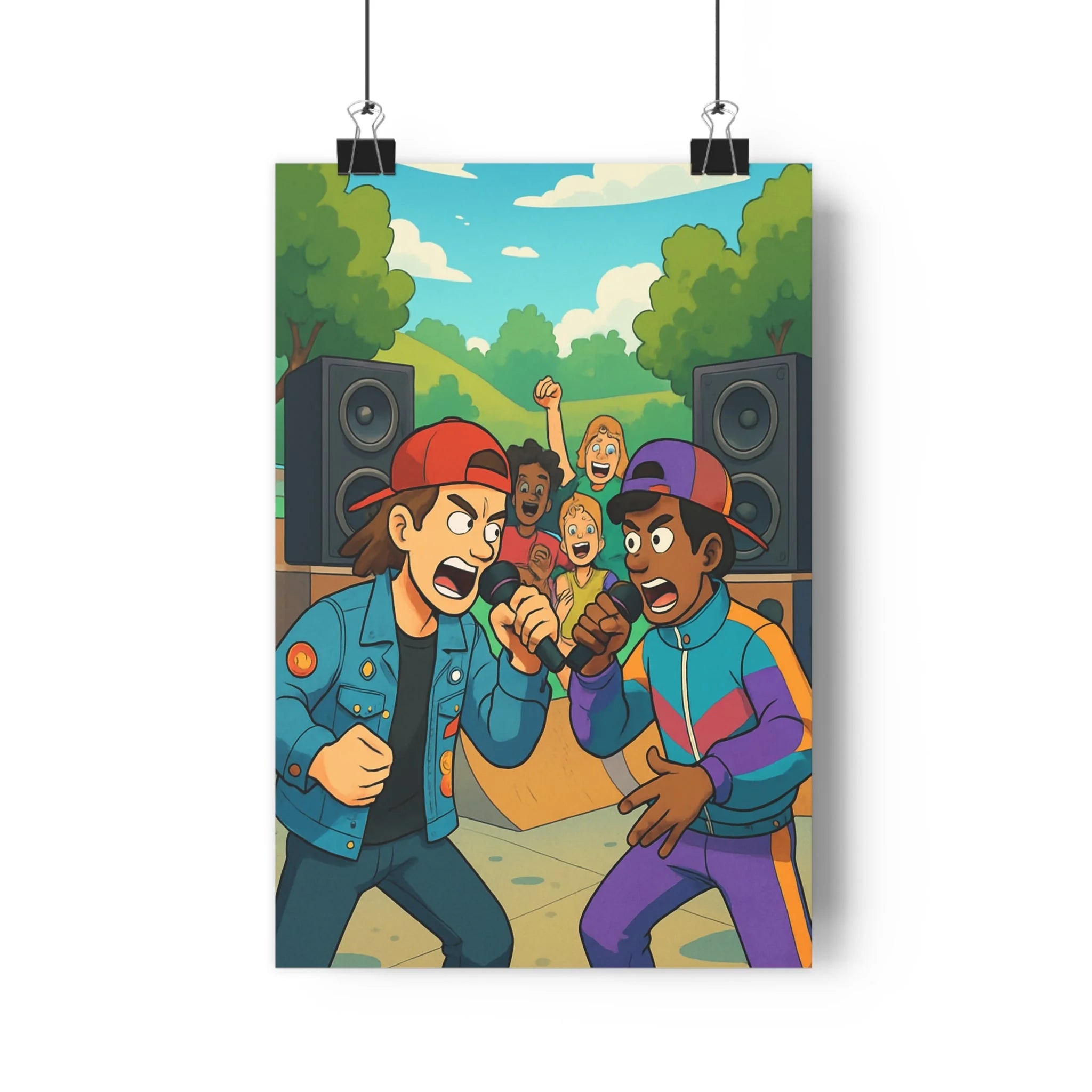 Poster décoratif cartoon rap intense couleurs vives salon chambre dynamique animation musique moderne ambiance