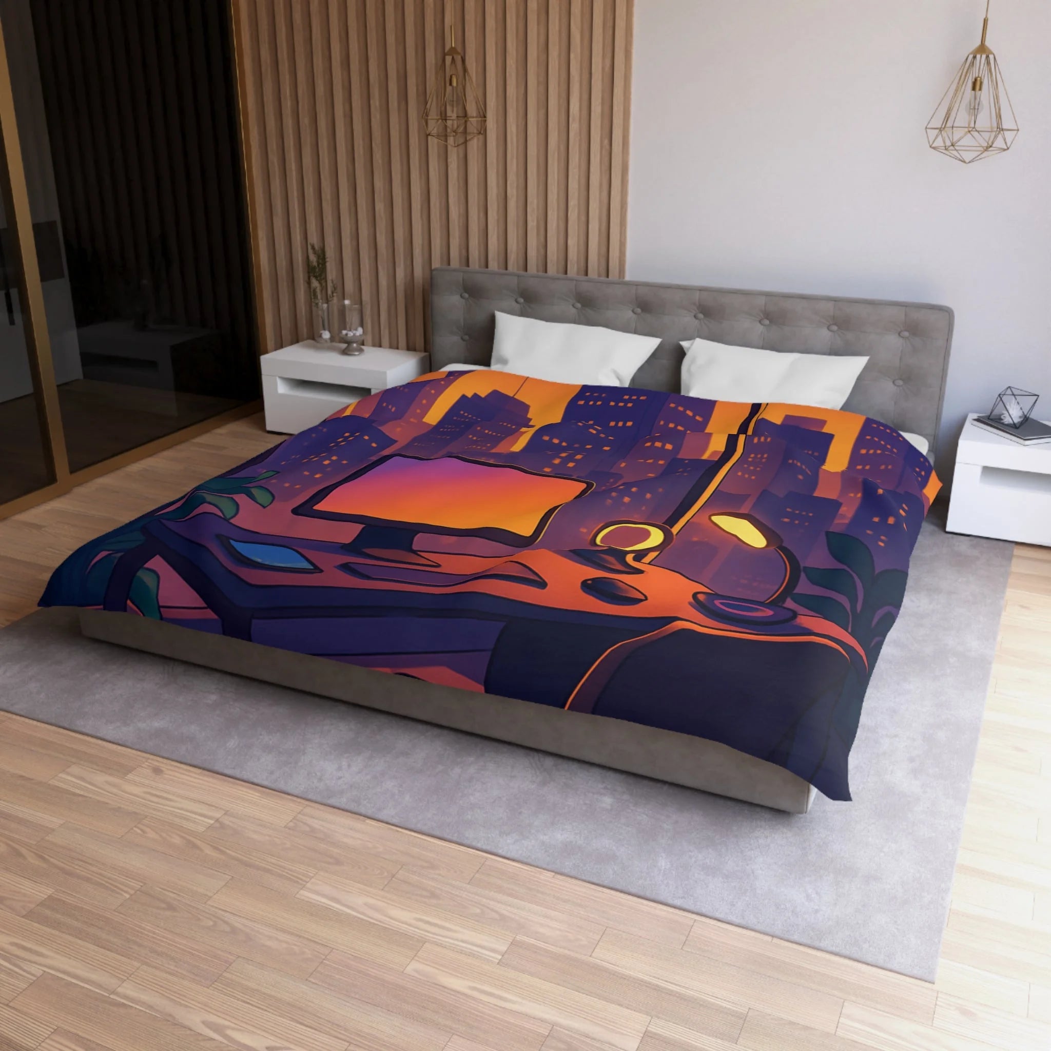 Housse de Couette Microfibre Design Artistique Moderne Décoration Chambre Confort Premium