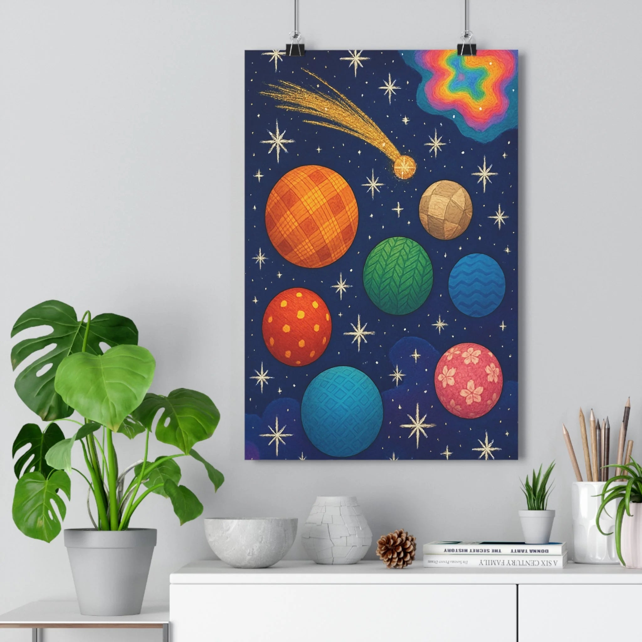 Poster décoratif galaxie bleu profond moderne mystérieux salon chambre textile vibrant qualité unique qualité