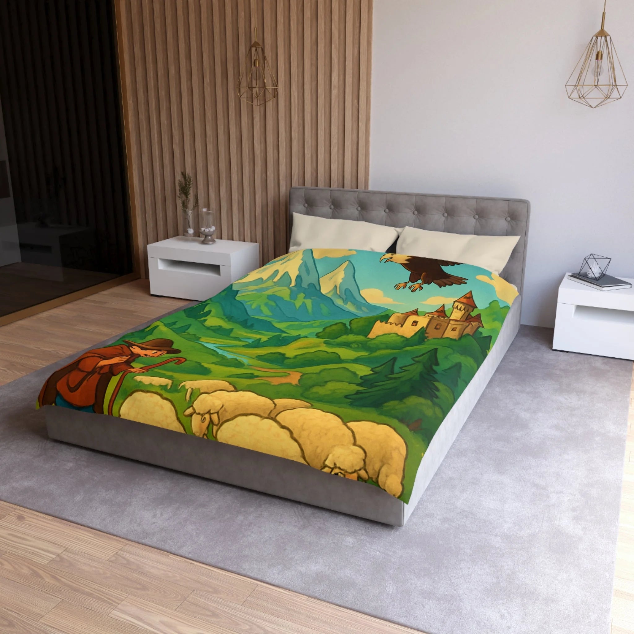 Housse de Couette Microfibre Design Artistique Moderne Décoration Chambre Confort Premium