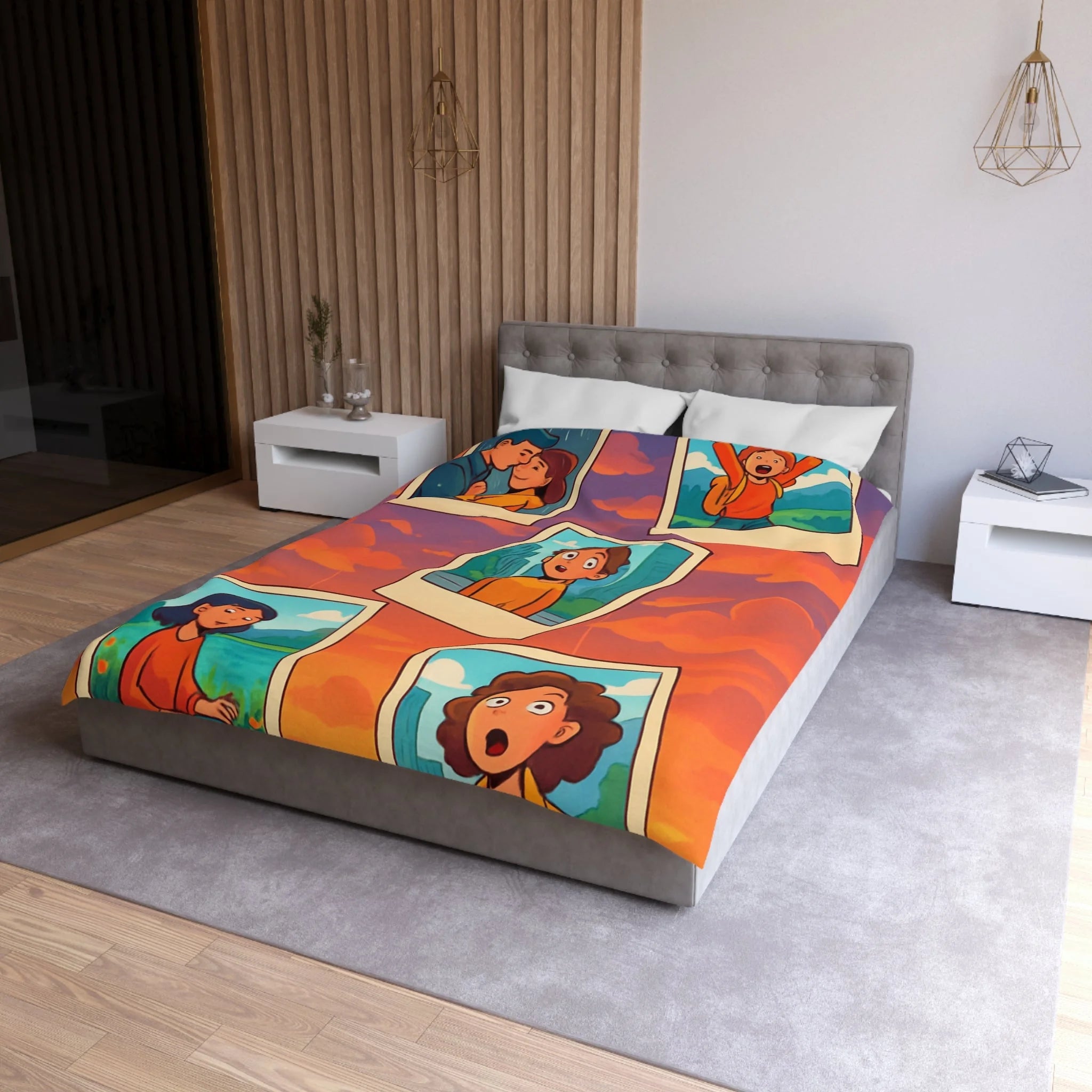 Housse de Couette Microfibre Motif Créatif Original Style Contemporain Chambre Élégante