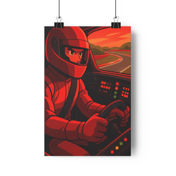 Poster décoratif course voiture rouge orange moderne vitesse intensité chambre bureau qualité murale ambiance