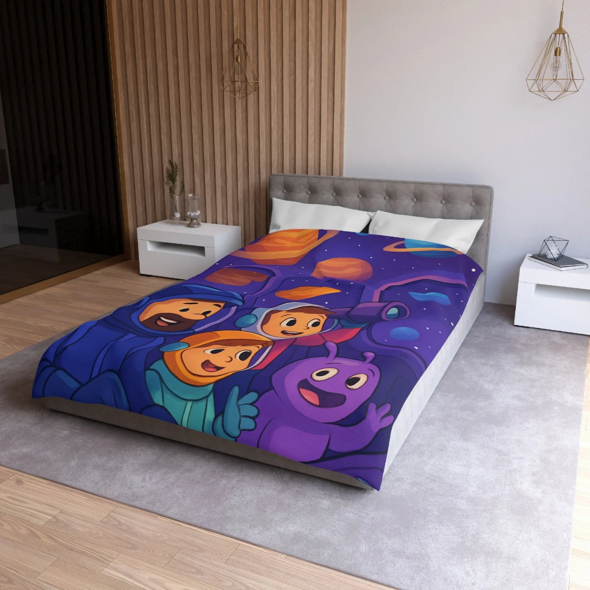 Housse de Couette Microfibre Motif Créatif Original Style Contemporain Chambre Élégante