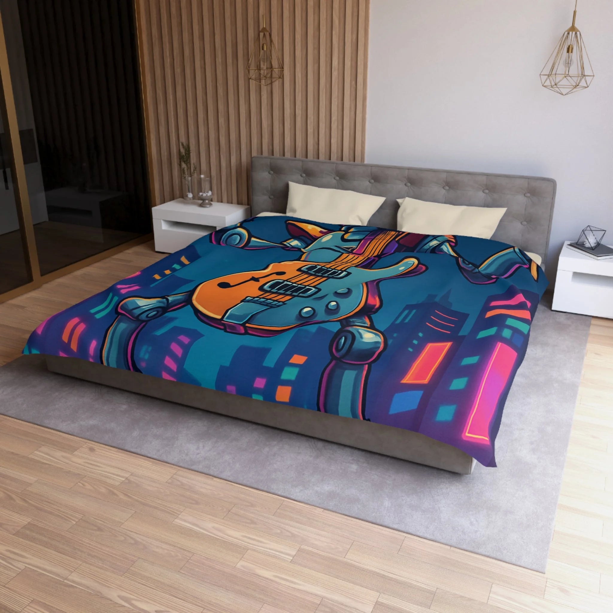 Housse de Couette Microfibre Design Artistique Moderne Décoration Chambre Confort Premium