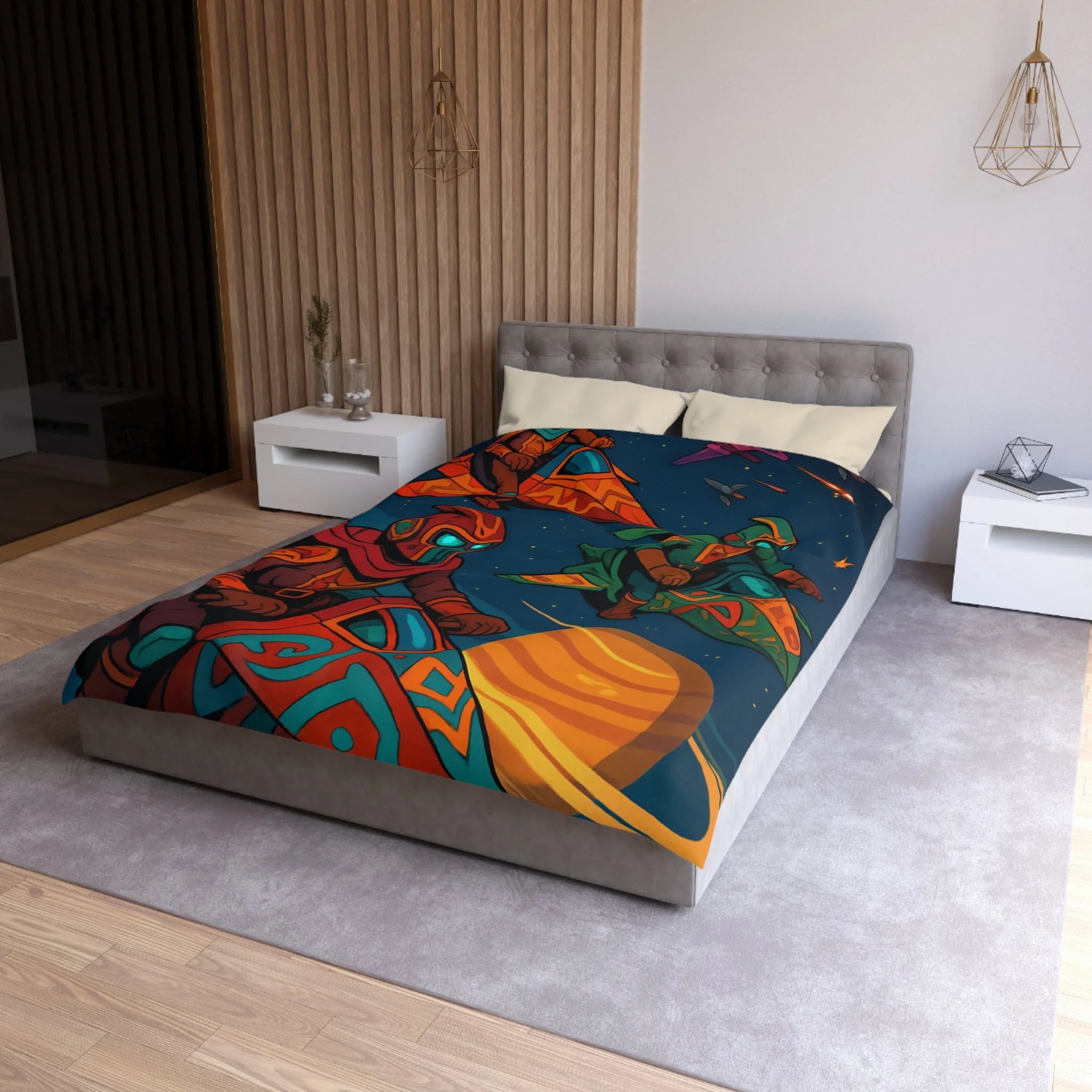Housse de Couette Microfibre Motif Créatif Original Style Contemporain Chambre Élégante