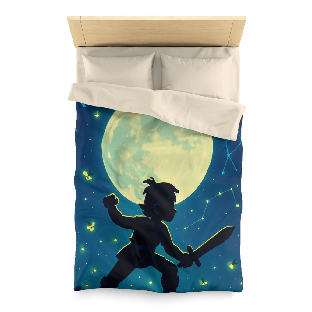 Housse de couette thème guerrier sous ciel étoilé avec grande lune mystérieuse