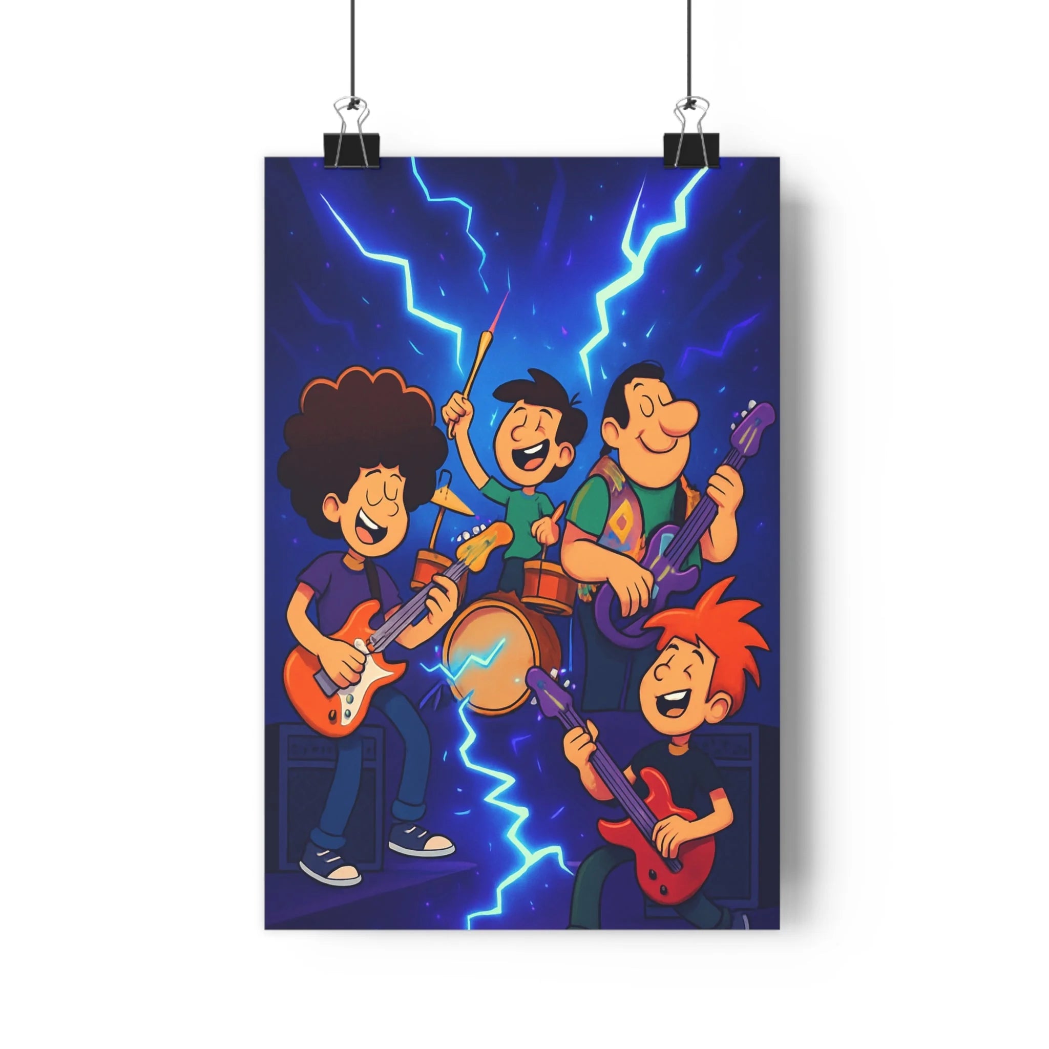 Poster décoratif cartoon rock musique bleu orange violet joyeux chambre salon moderne vibrant éclatant