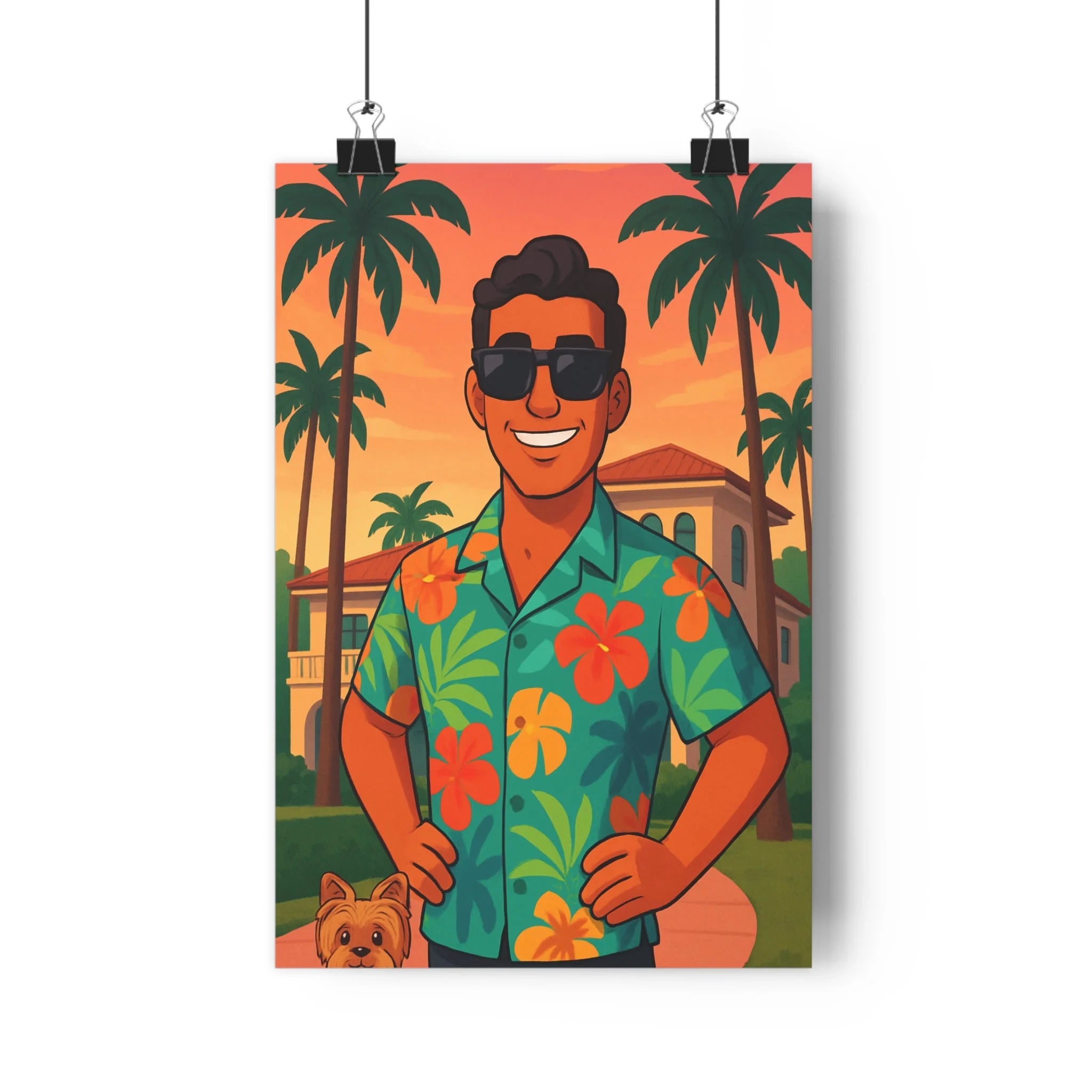 Poster décoratif cartoon tropical ensoleillé joyeux vibrant salon chambre intérieur style moderne 30x46 qualité