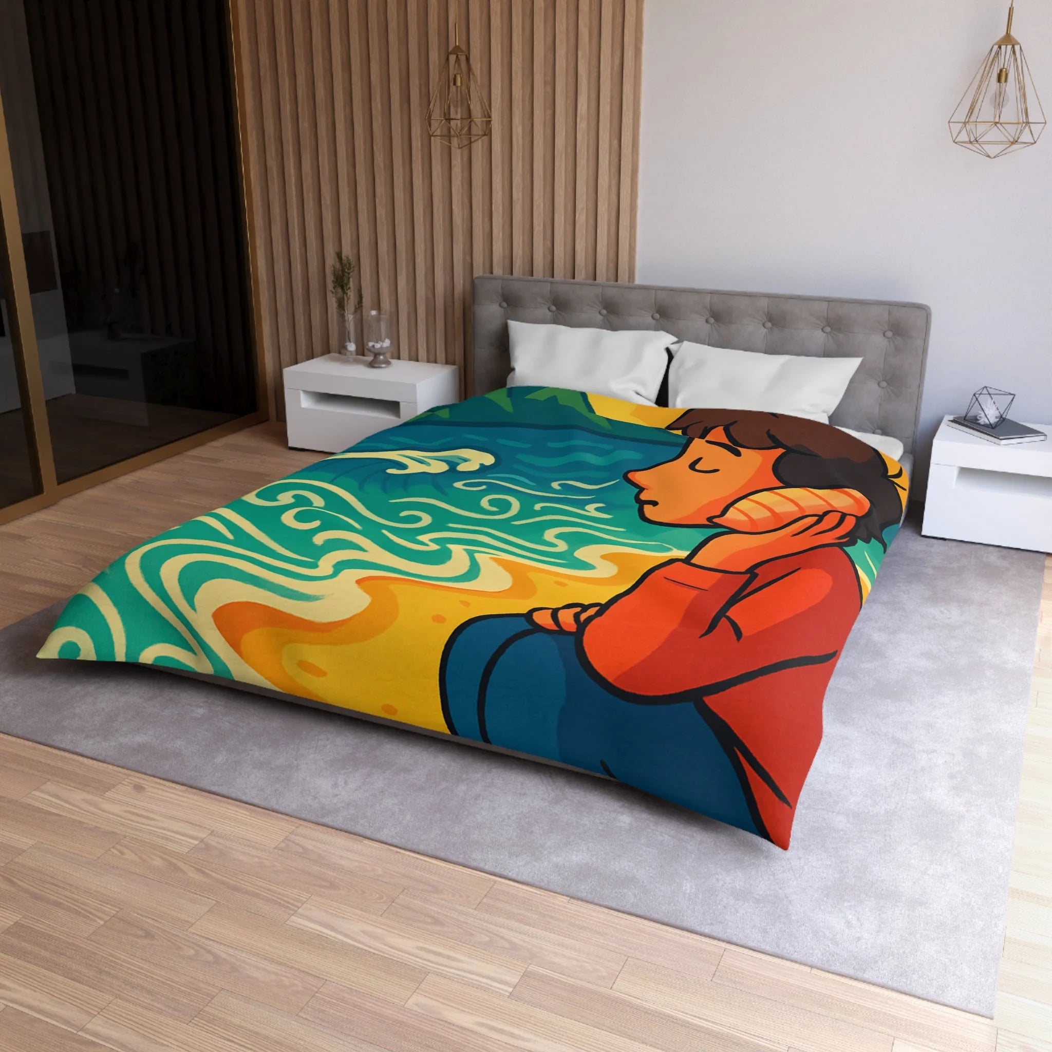 Housse de Couette Microfibre Design Artistique Moderne Décoration Chambre Confort Premium