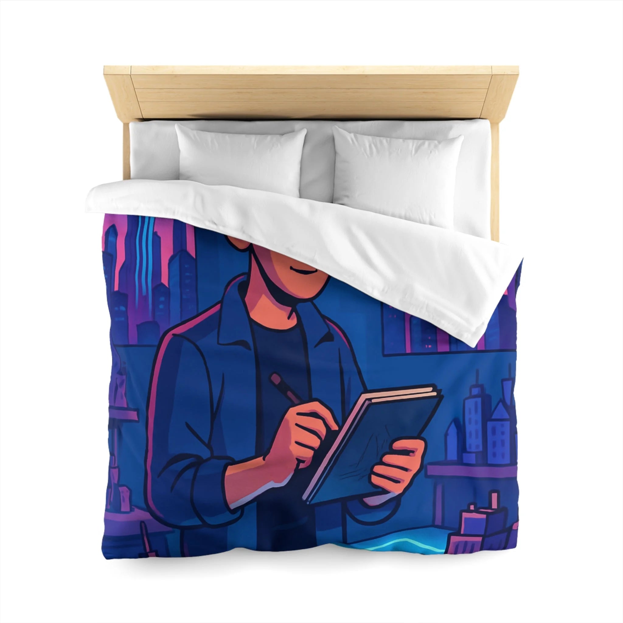 Housse de Couette Microfibre Illustration Unique Design Moderne Décoration Intérieure Raffinée