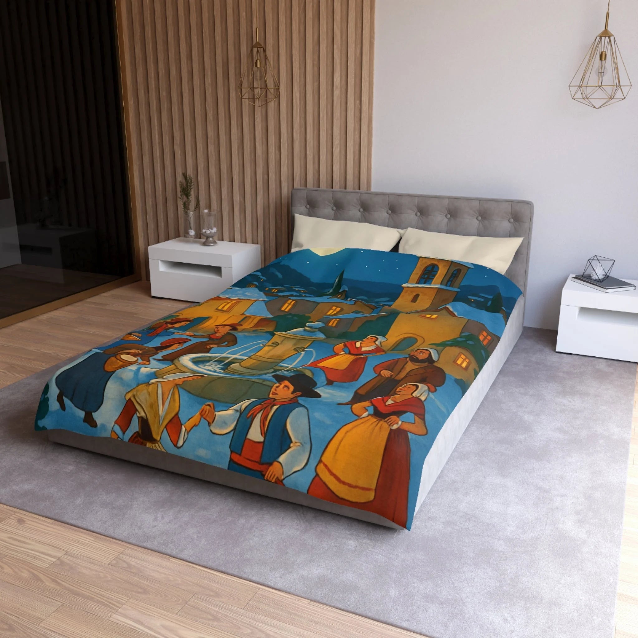 Housse de Couette Microfibre Design Artistique Moderne Décoration Chambre Confort Premium