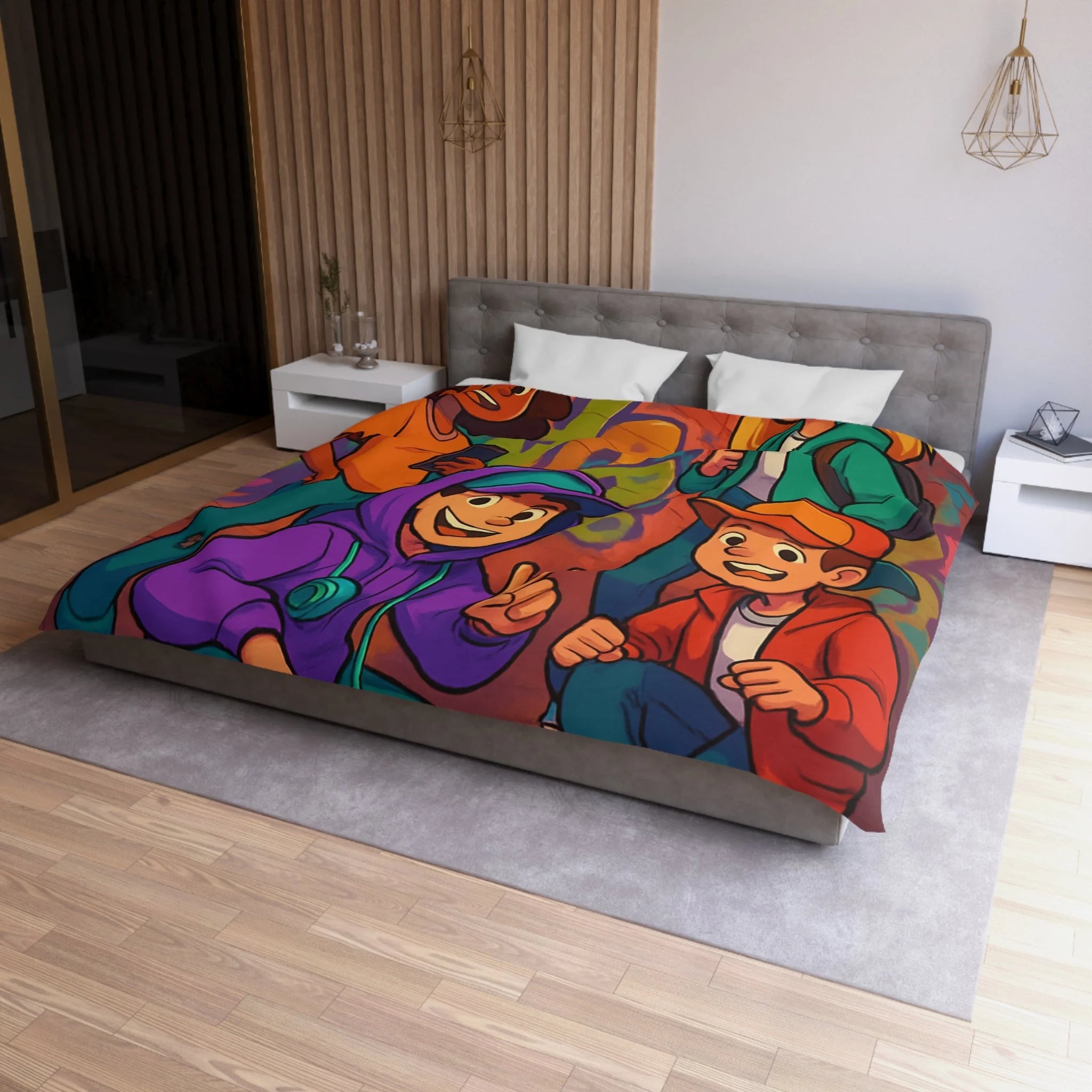 Housse de Couette Microfibre Illustration Unique Design Moderne Décoration Intérieure Raffinée