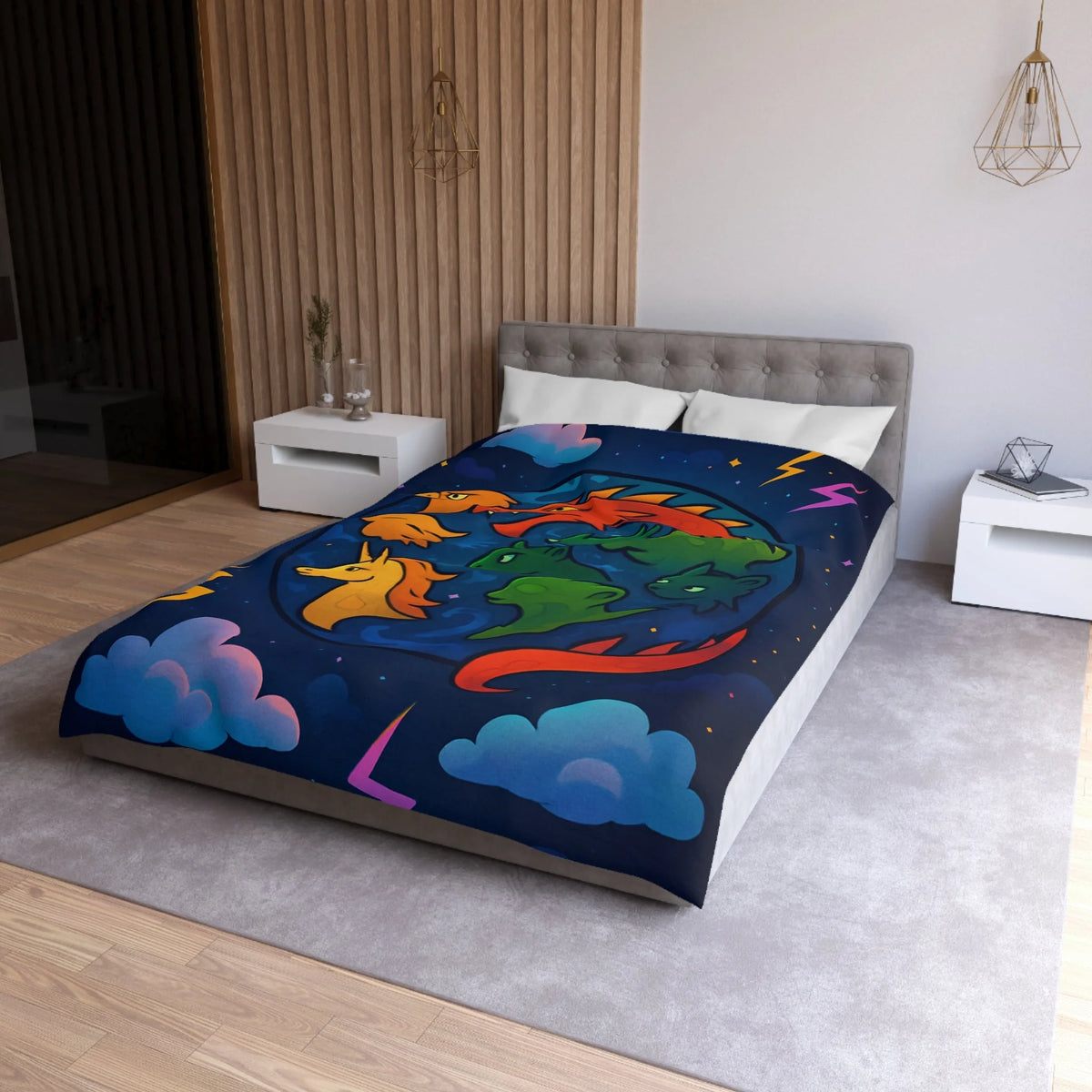 Housse de Couette Microfibre Illustration Unique Design Moderne Décoration Intérieure Raffinée
