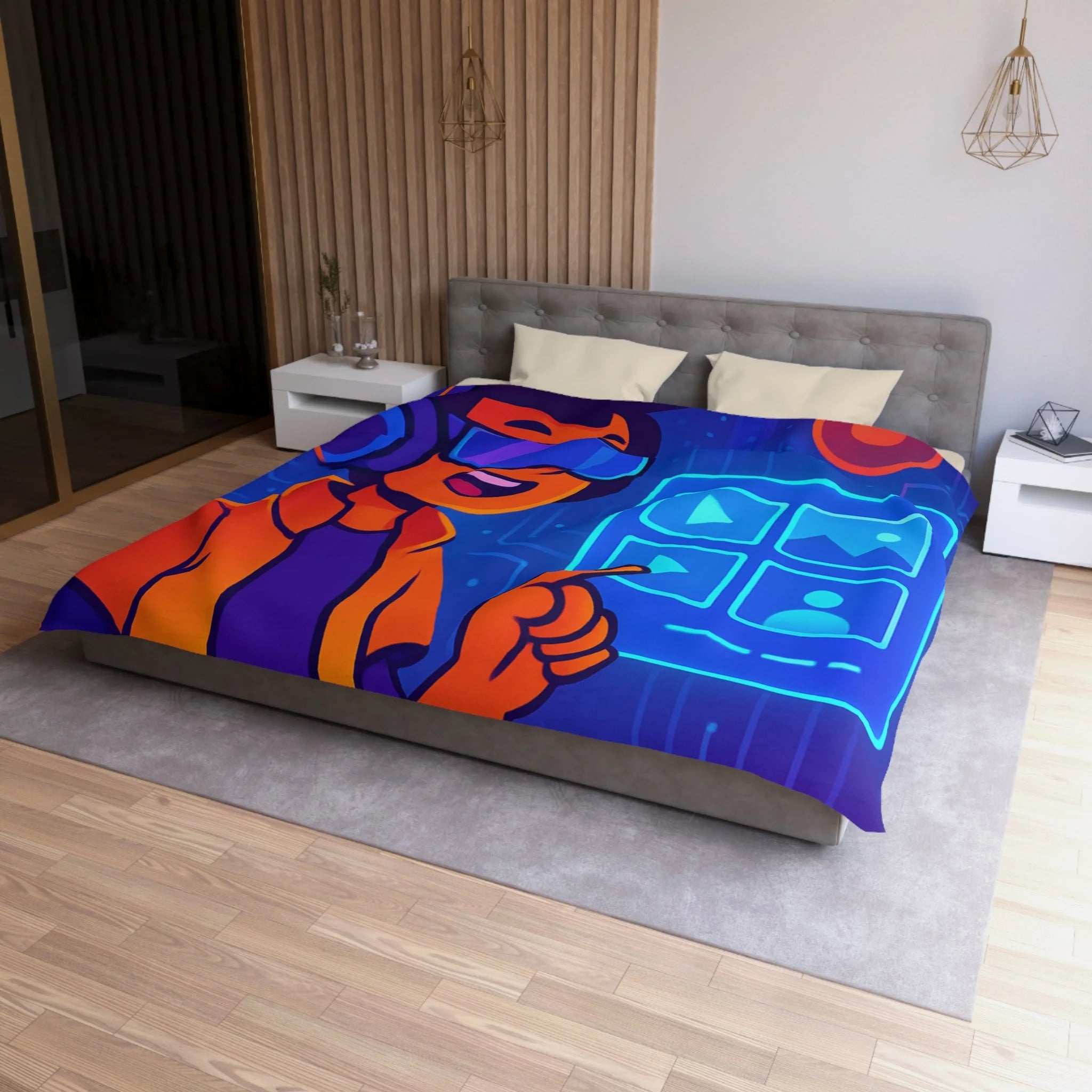 Housse de Couette Microfibre Illustration Unique Design Moderne Décoration Intérieure Raffinée