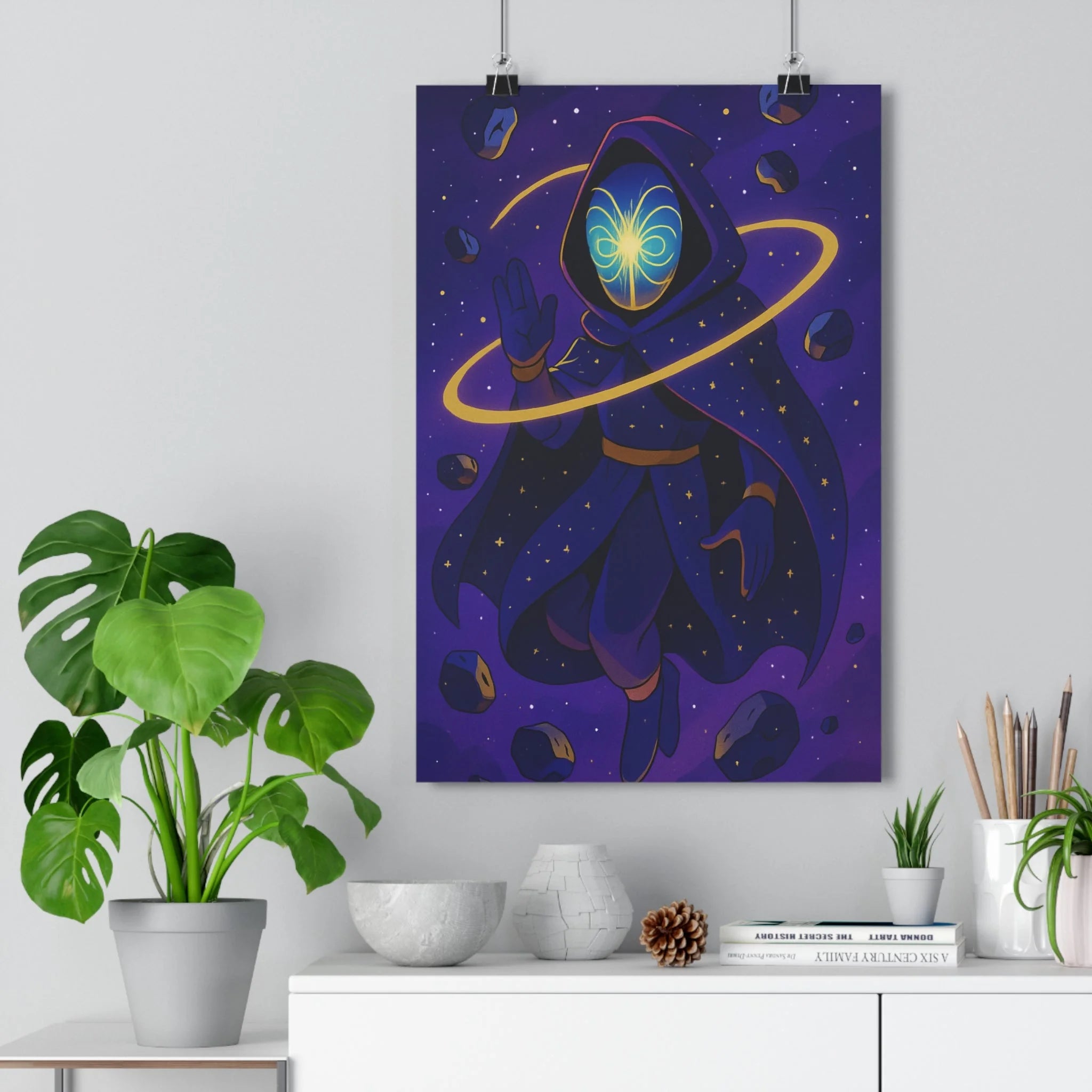 Poster décoratif mystérieux astral bleu violet salon moderne énergique unique chambre dessin animé art