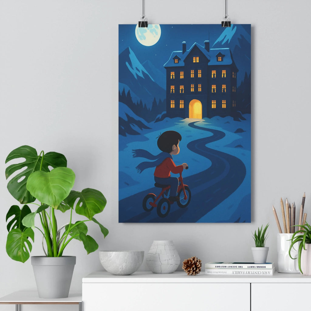 Poster décoratif mystérieux bleu cartoon intrigant enfant chambre atmosphère effrayante nuit dessin animé 30x46
