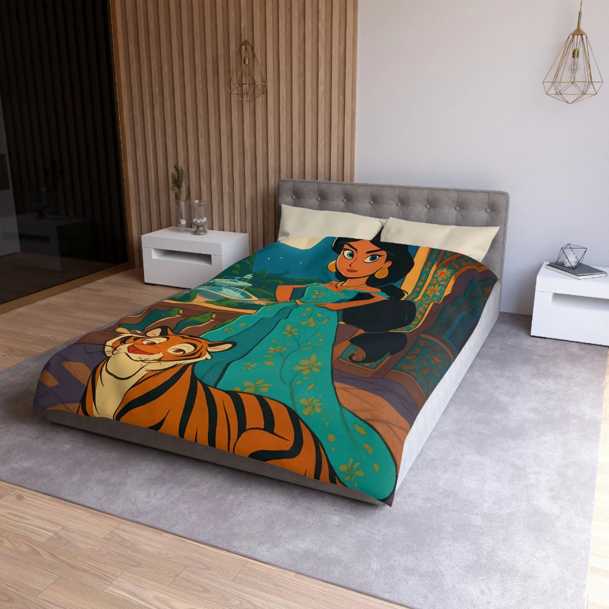 Housse de Couette Microfibre Motif Créatif Original Style Contemporain Chambre Élégante