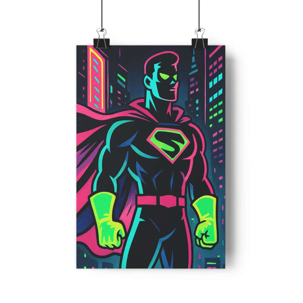Poster décoratif superhéros néon moderne rose bleu vert pop art chambre salon bureau 30x46