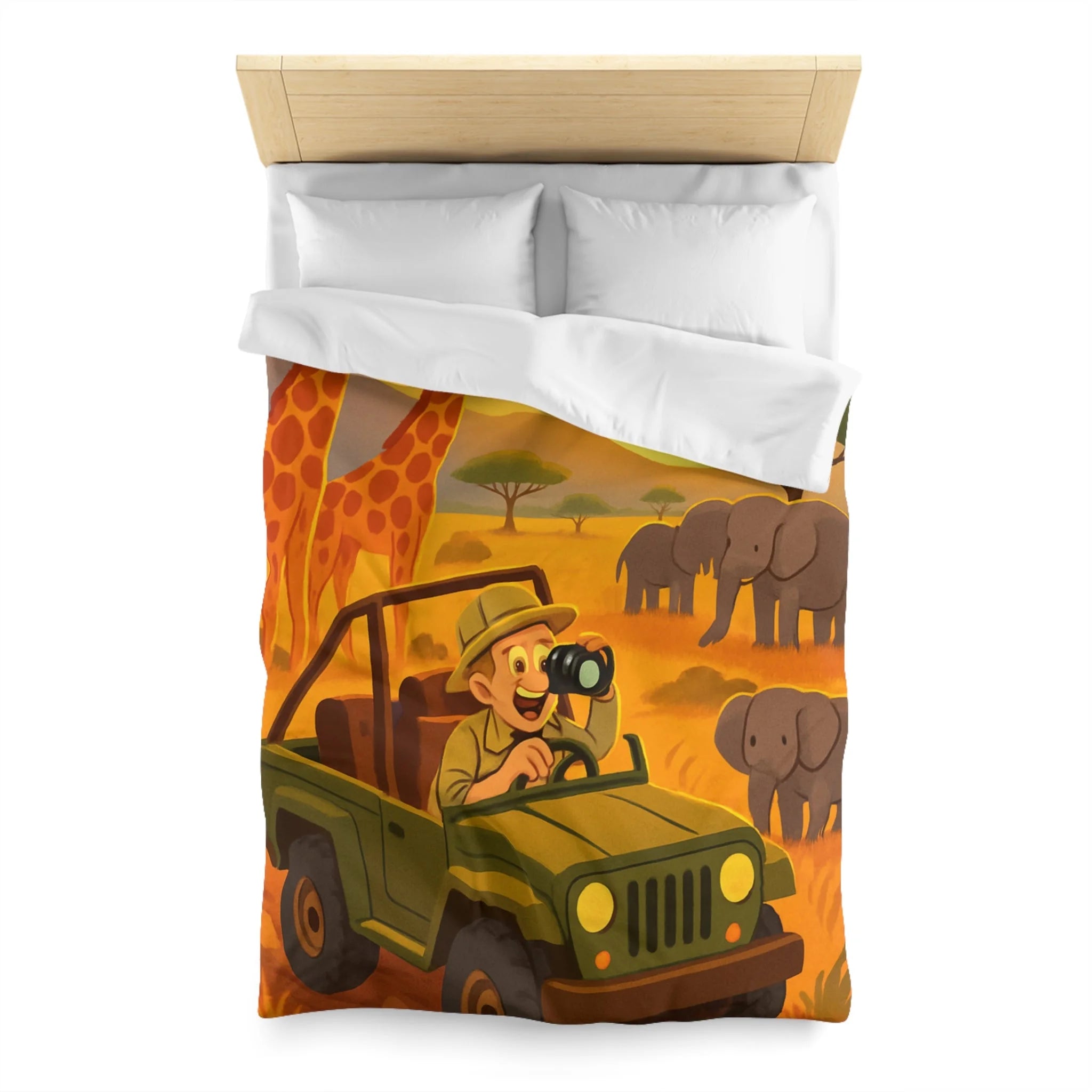 Housse de Couette Safari avec Animaux et Paysage Africain pour Chambre Enfant Aventure