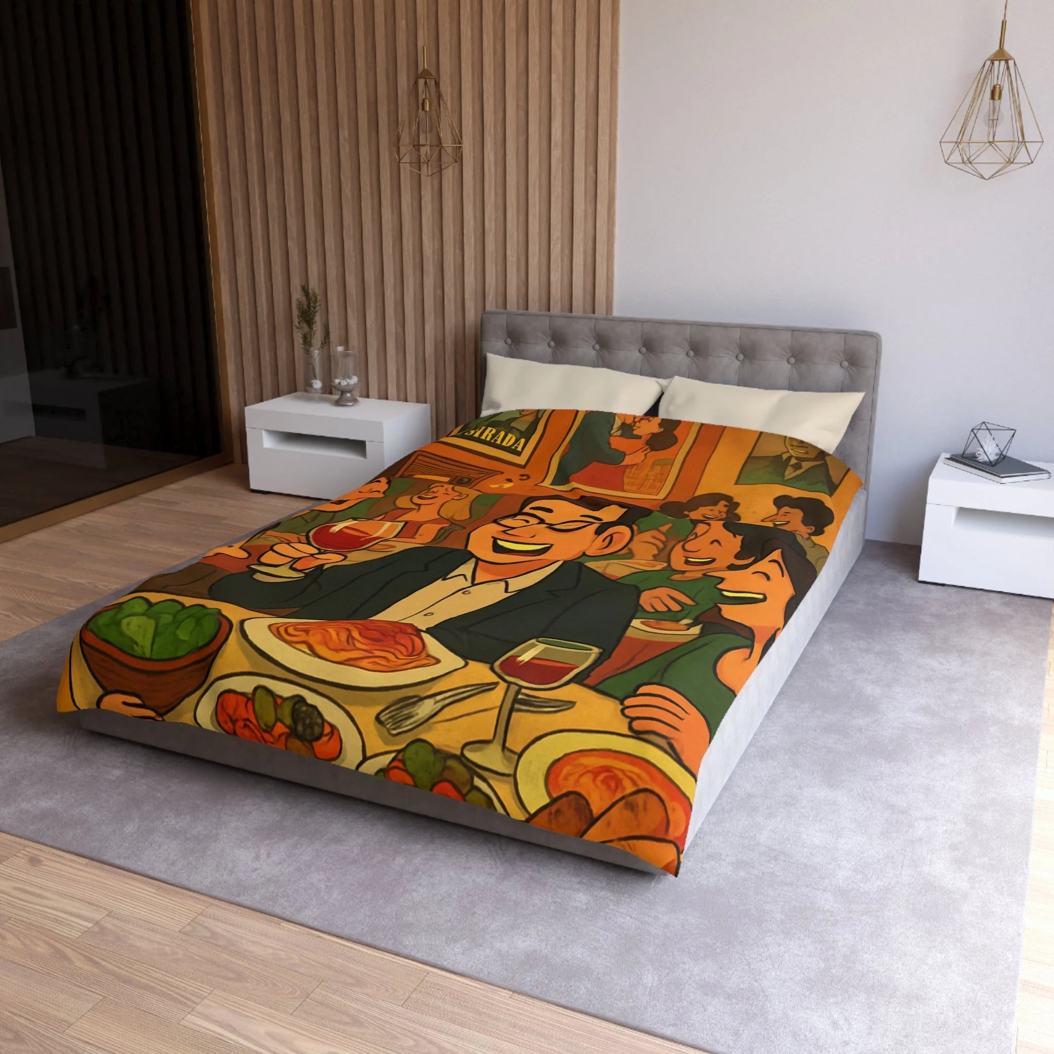 Housse de Couette Microfibre Illustration Unique Design Moderne Décoration Intérieure Raffinée