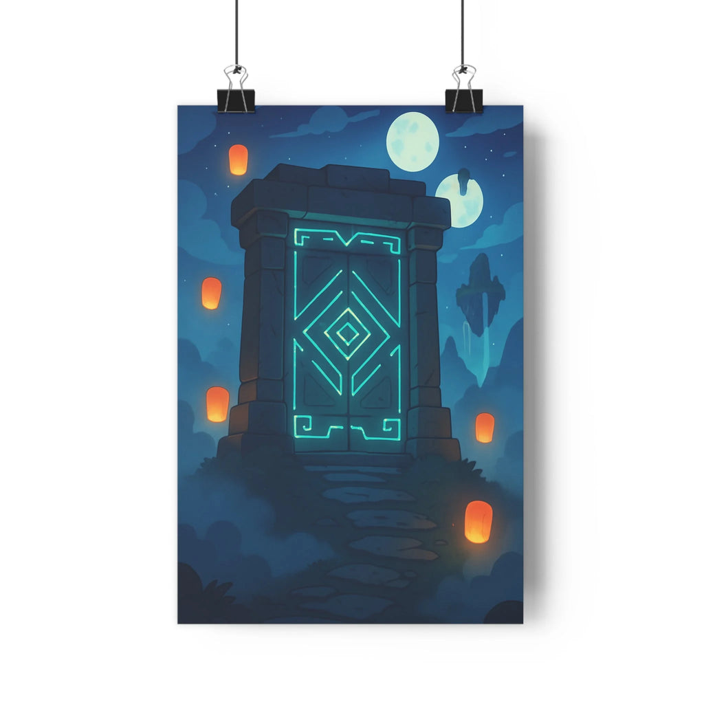 Poster décoratif mystique bleu orange aventure méditation salon bureau moderne surréaliste lumineux 30x46 unique