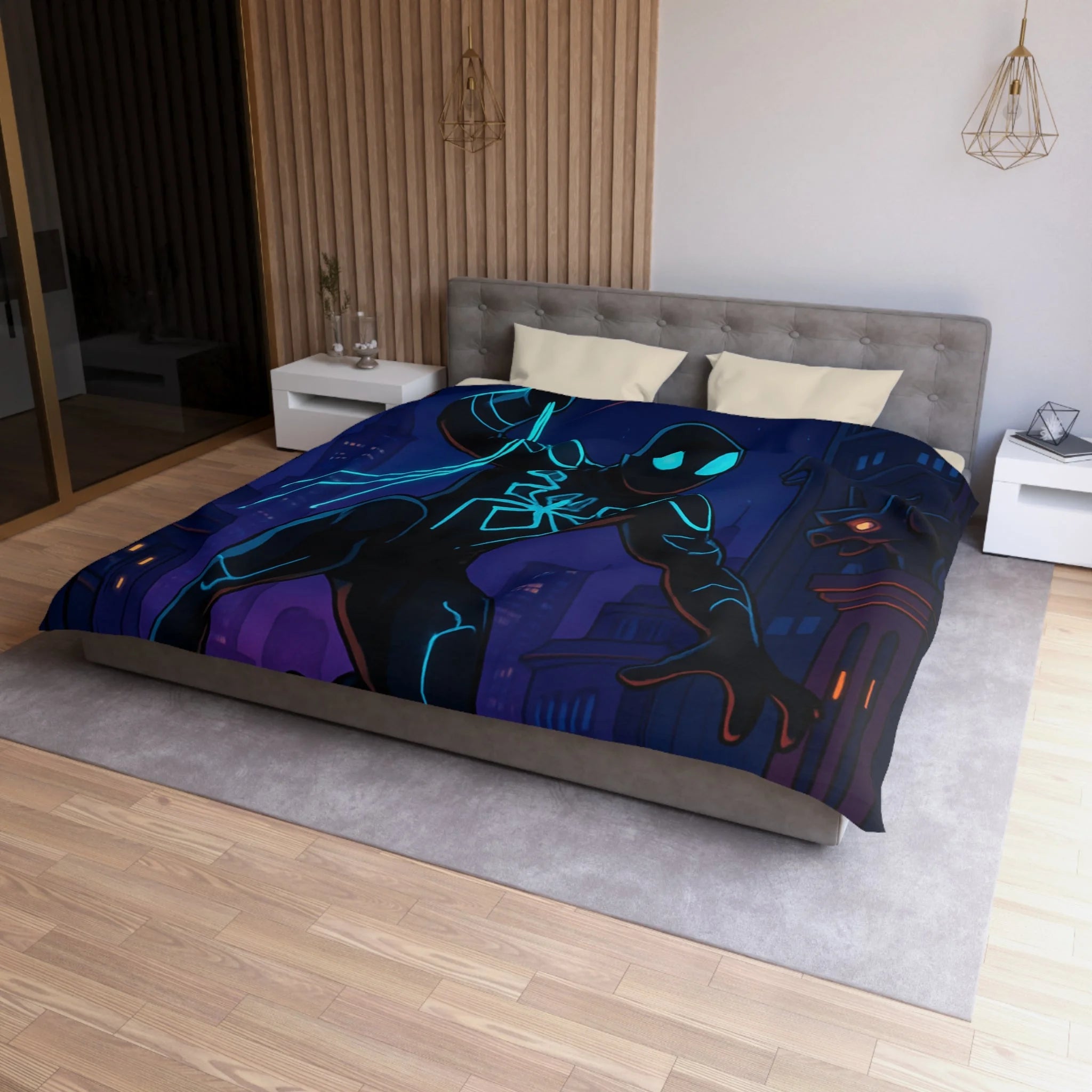Housse de Couette Microfibre Illustration Unique Design Moderne Décoration Intérieure Raffinée