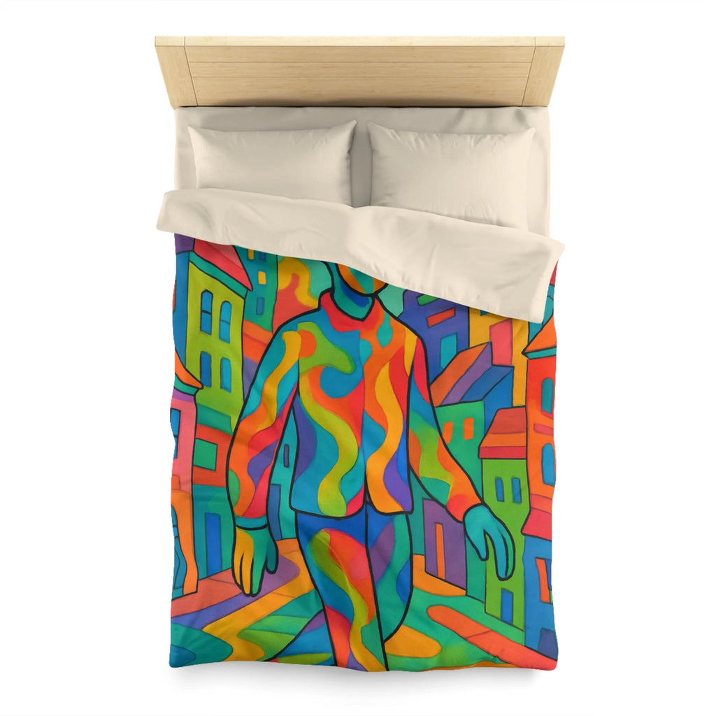 Housse de Couette Microfibre Motif Créatif Original Style Contemporain Chambre Élégante
