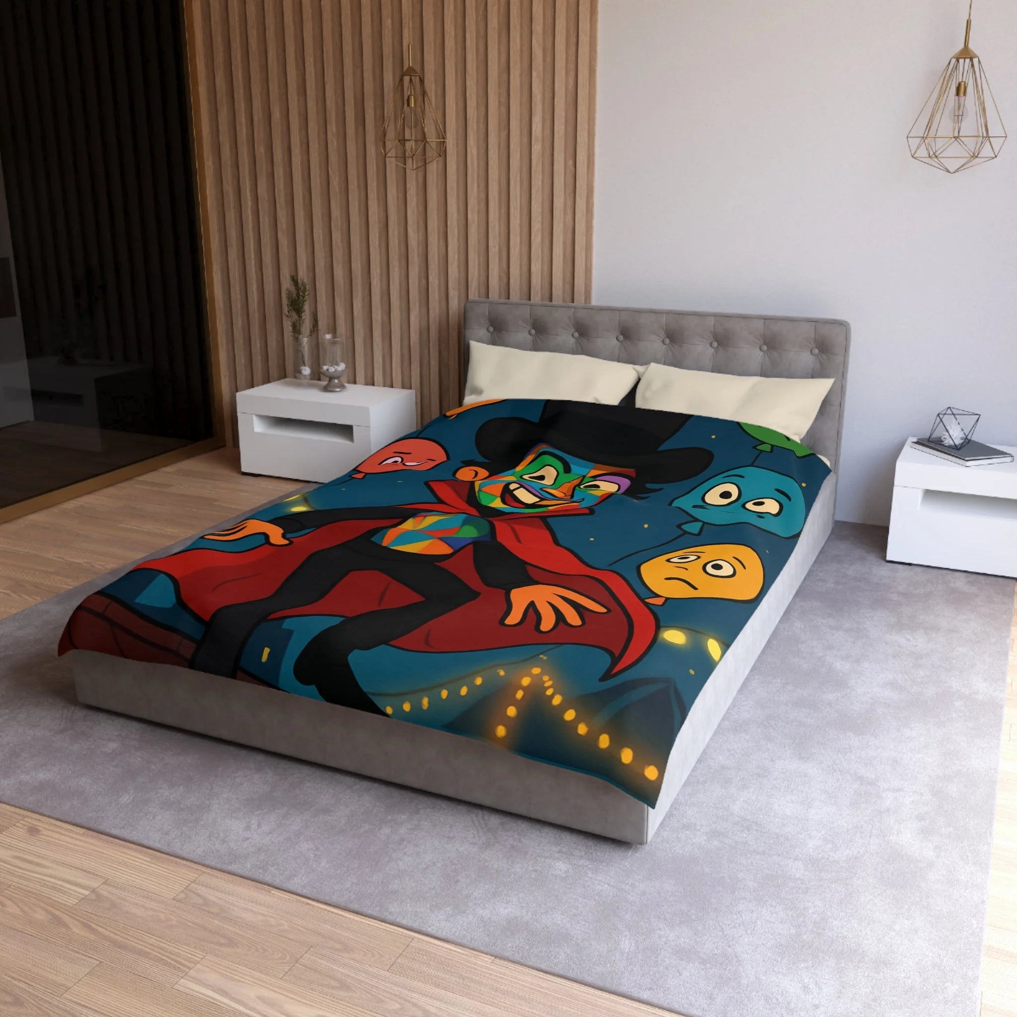 Housse de Couette Microfibre Design Artistique Moderne Décoration Chambre Confort Premium