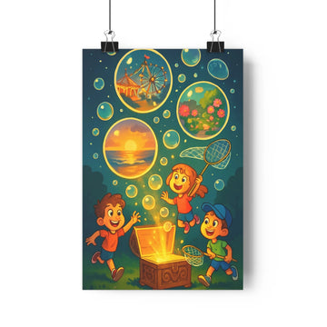 Poster décoratif enfants joyeux lumineux féerique chambre enfant dessin animé couleurs vives magique enchanté