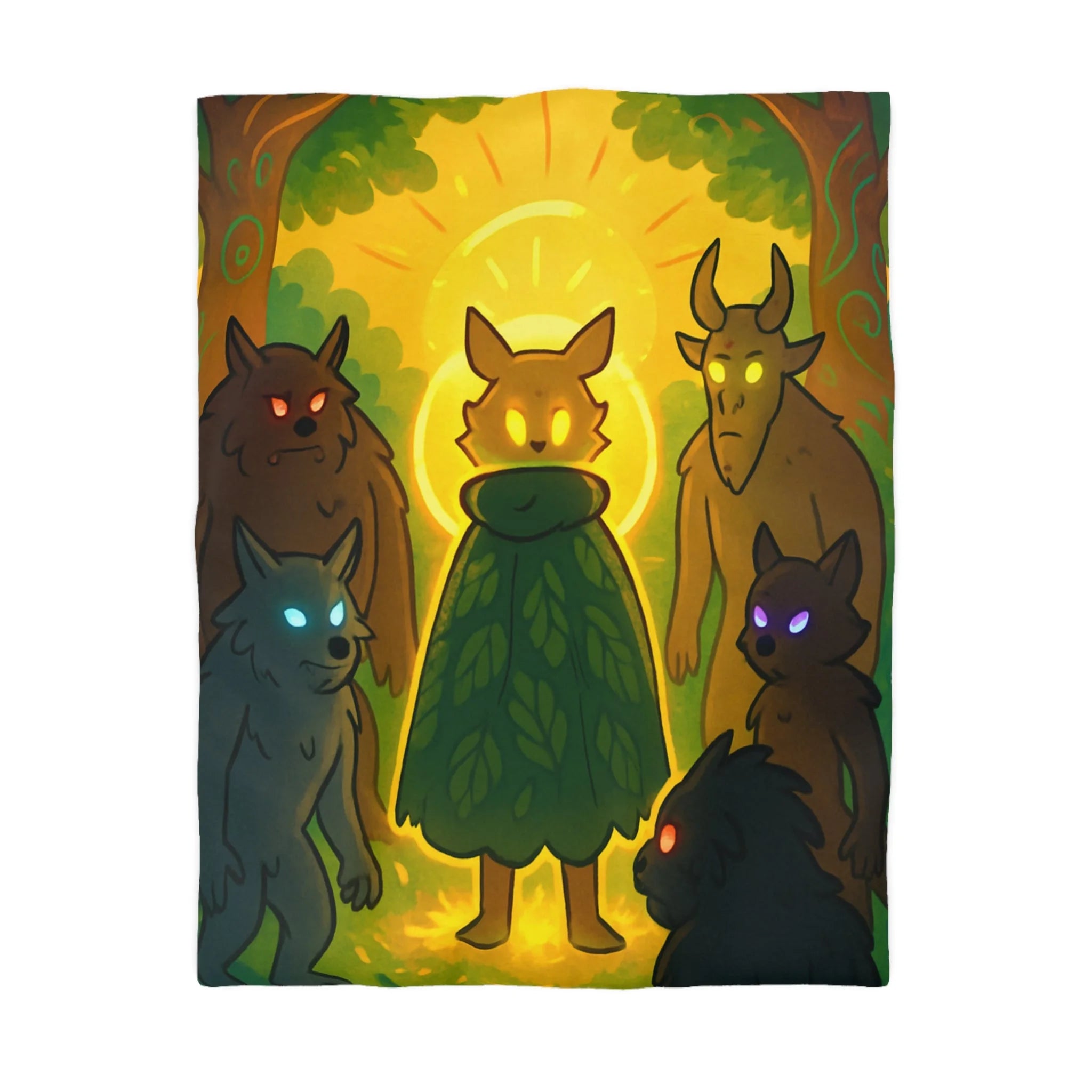 Housse de Couette Mystique Forêt Enchantée avec Sylvestre et Loups Lumineux