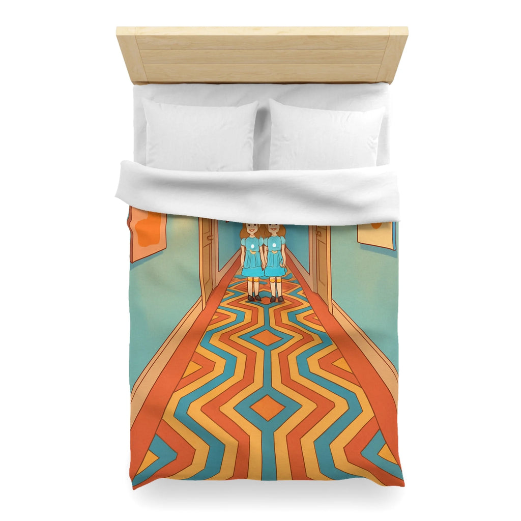 Housse de couette motif géométrique rétro et ambiance inspirée de films classiques d'horreur