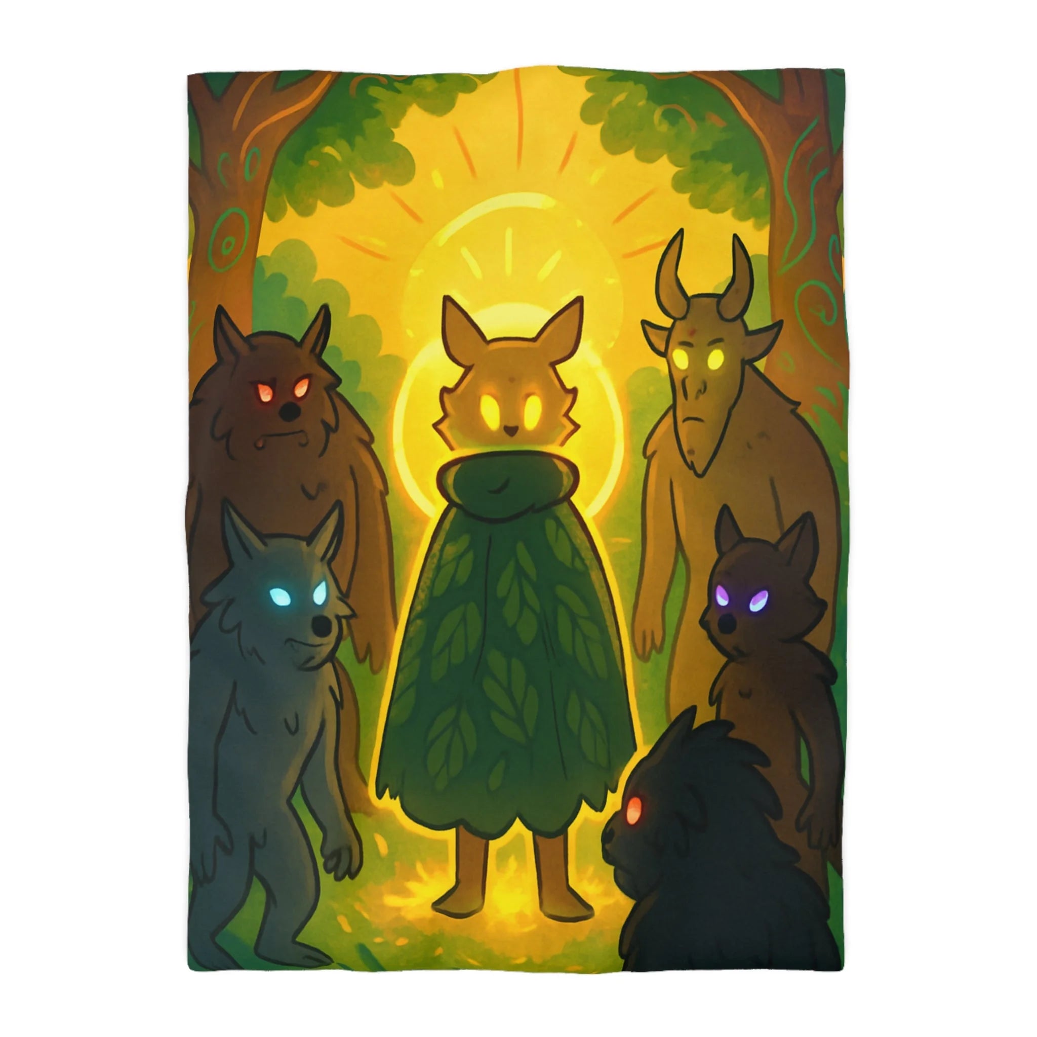 Housse de Couette Mystique Forêt Enchantée avec Sylvestre et Loups Lumineux