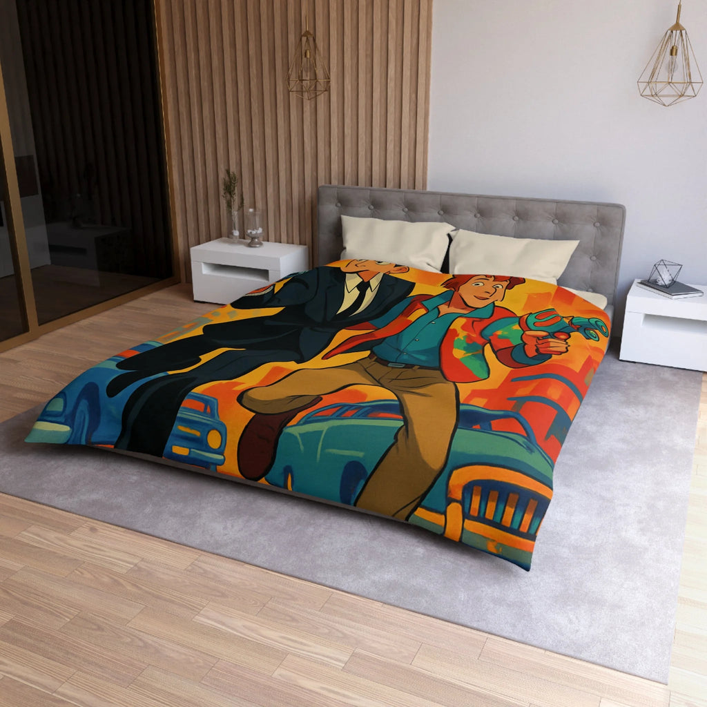 Housse de Couette Microfibre Illustration Unique Design Moderne Décoration Intérieure Raffinée