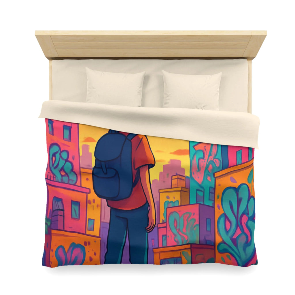 Housse de Couette Microfibre Design Artistique Moderne Décoration Chambre Confort Premium