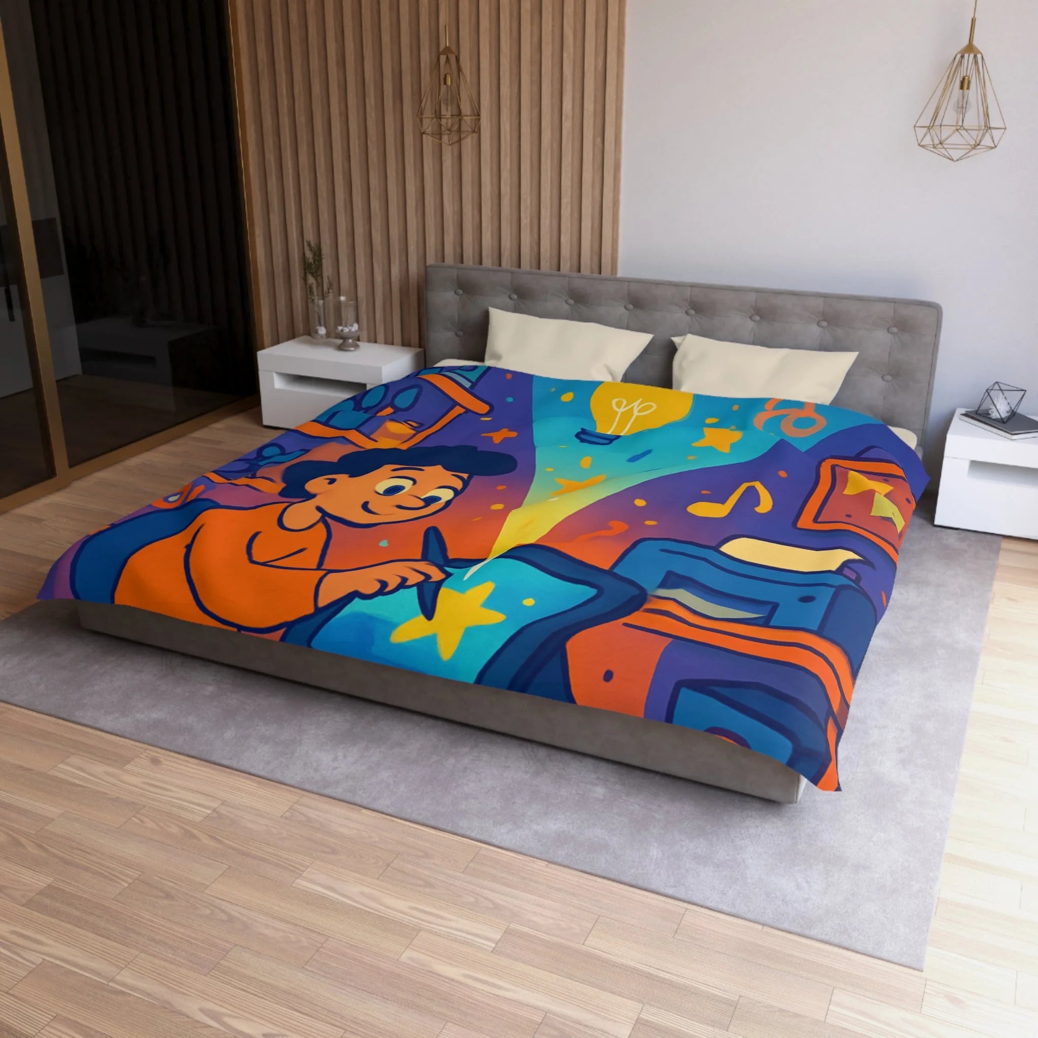 Housse de couette vibrante pour passionnés d'art numérique et créativité éclatante