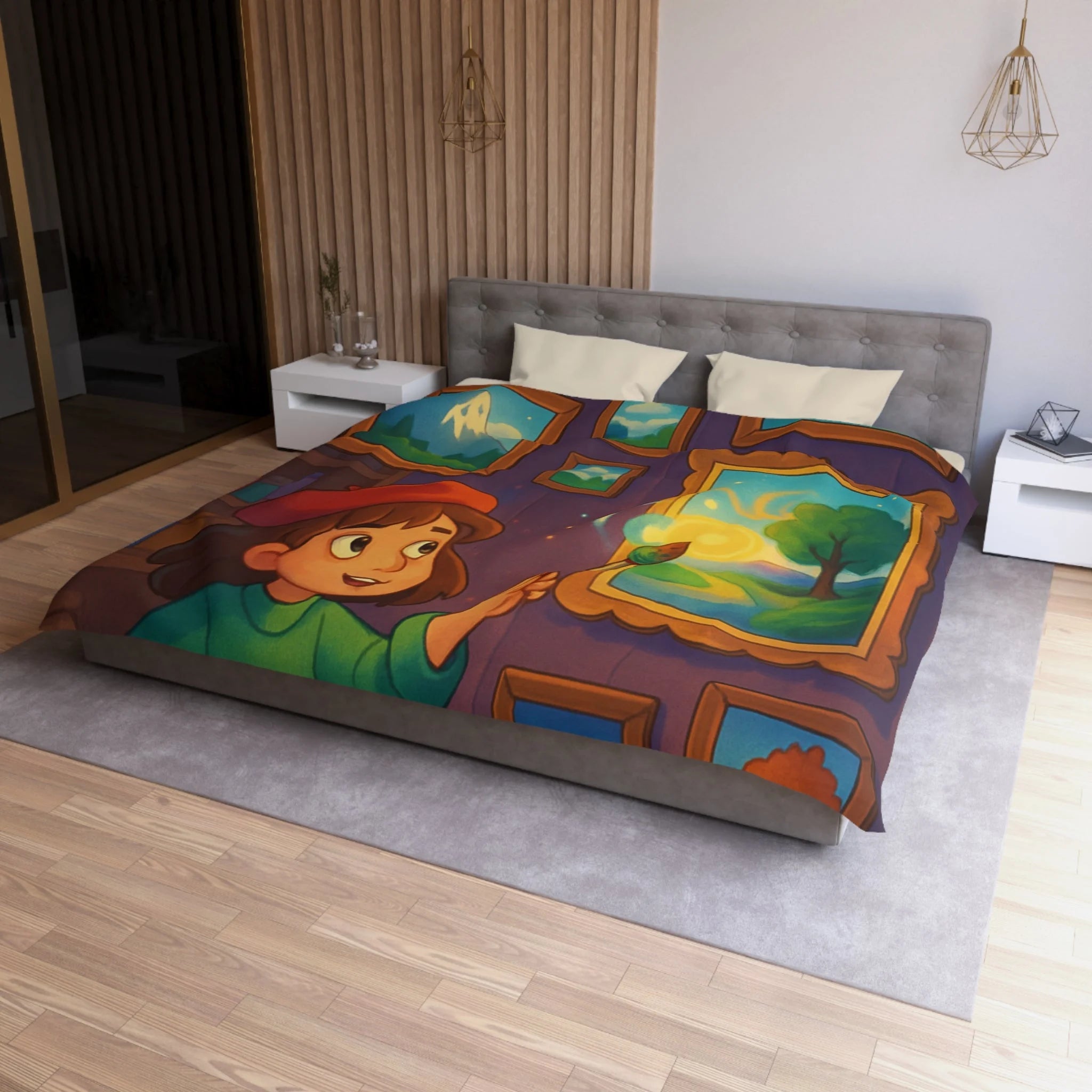 Housse de Couette Microfibre Illustration Unique Design Moderne Décoration Intérieure Raffinée