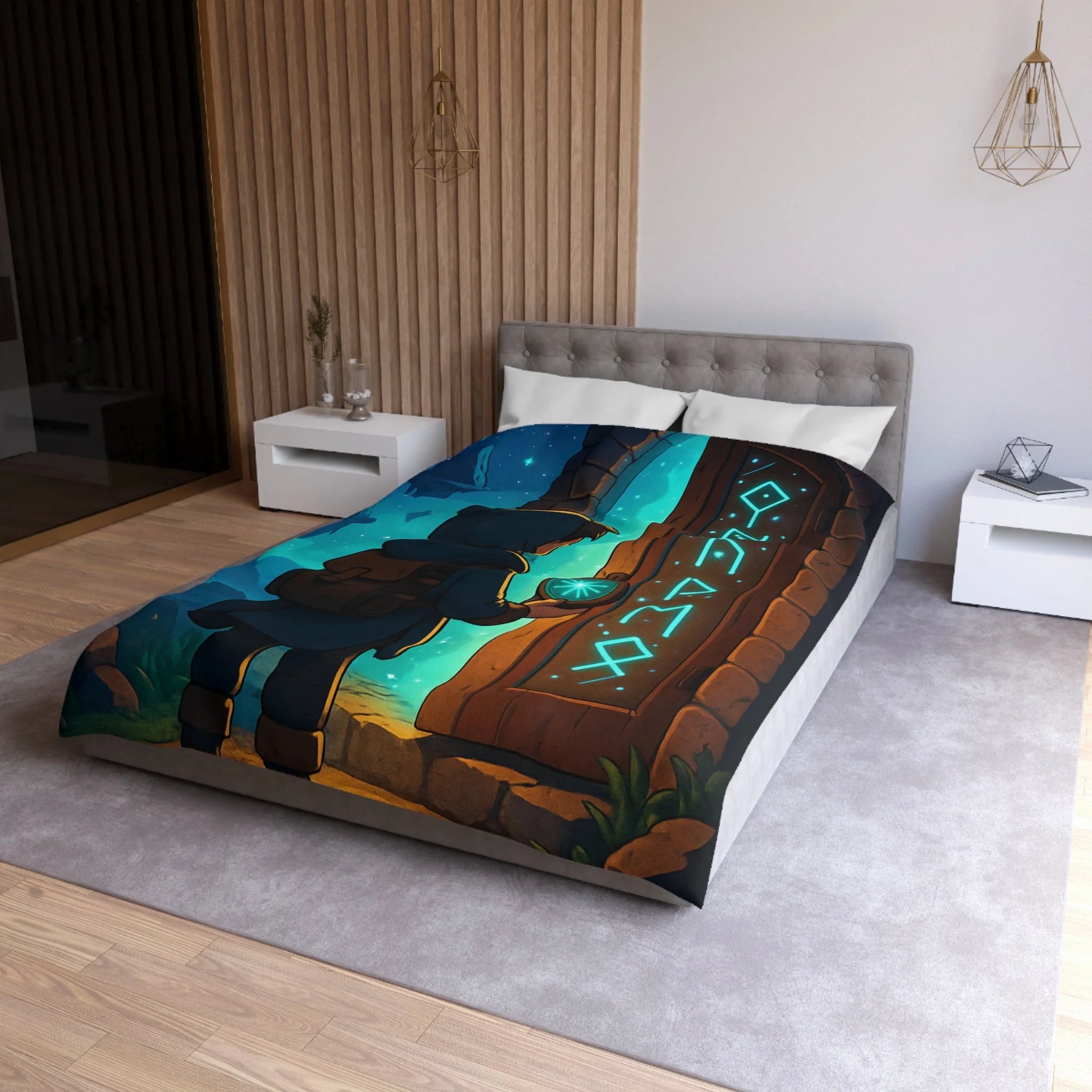 Housse de Couette Microfibre Illustration Unique Design Moderne Décoration Intérieure Raffinée