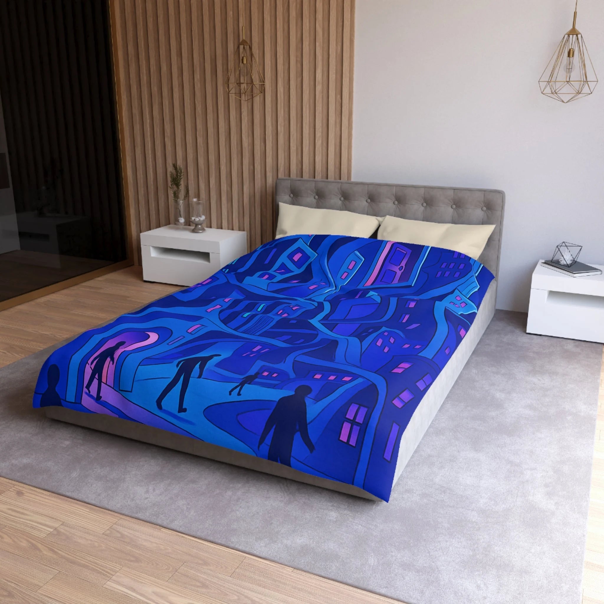 Housse de Couette Microfibre Motif Créatif Original Style Contemporain Chambre Élégante